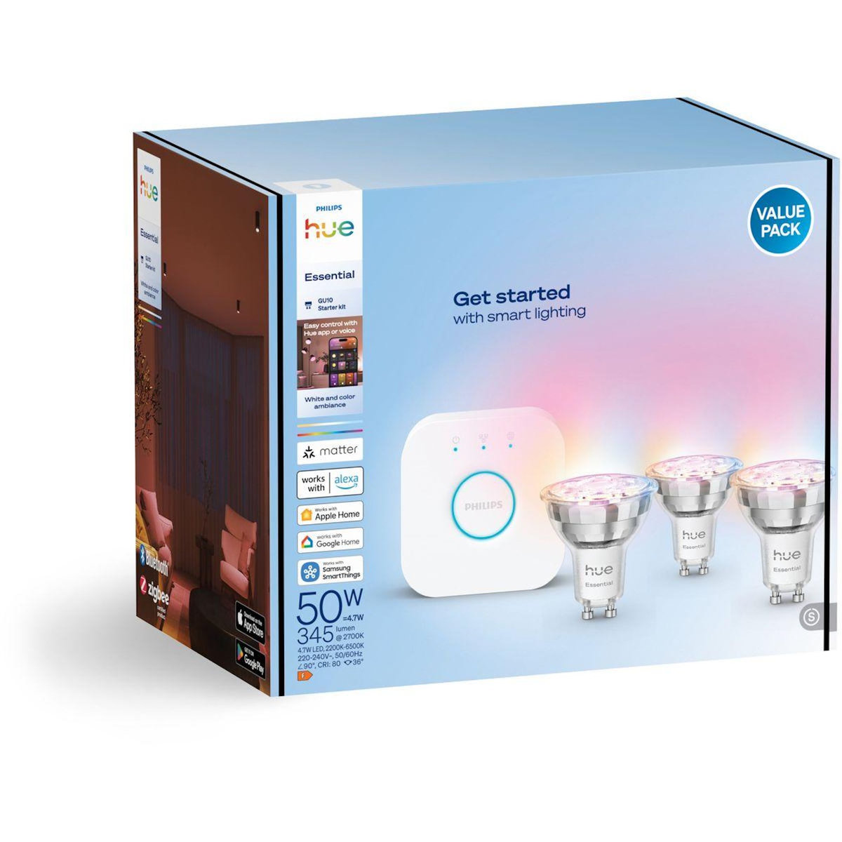 PHILIPS HUE Pack Essential- 3/GU10+Pont White&Color Ambia