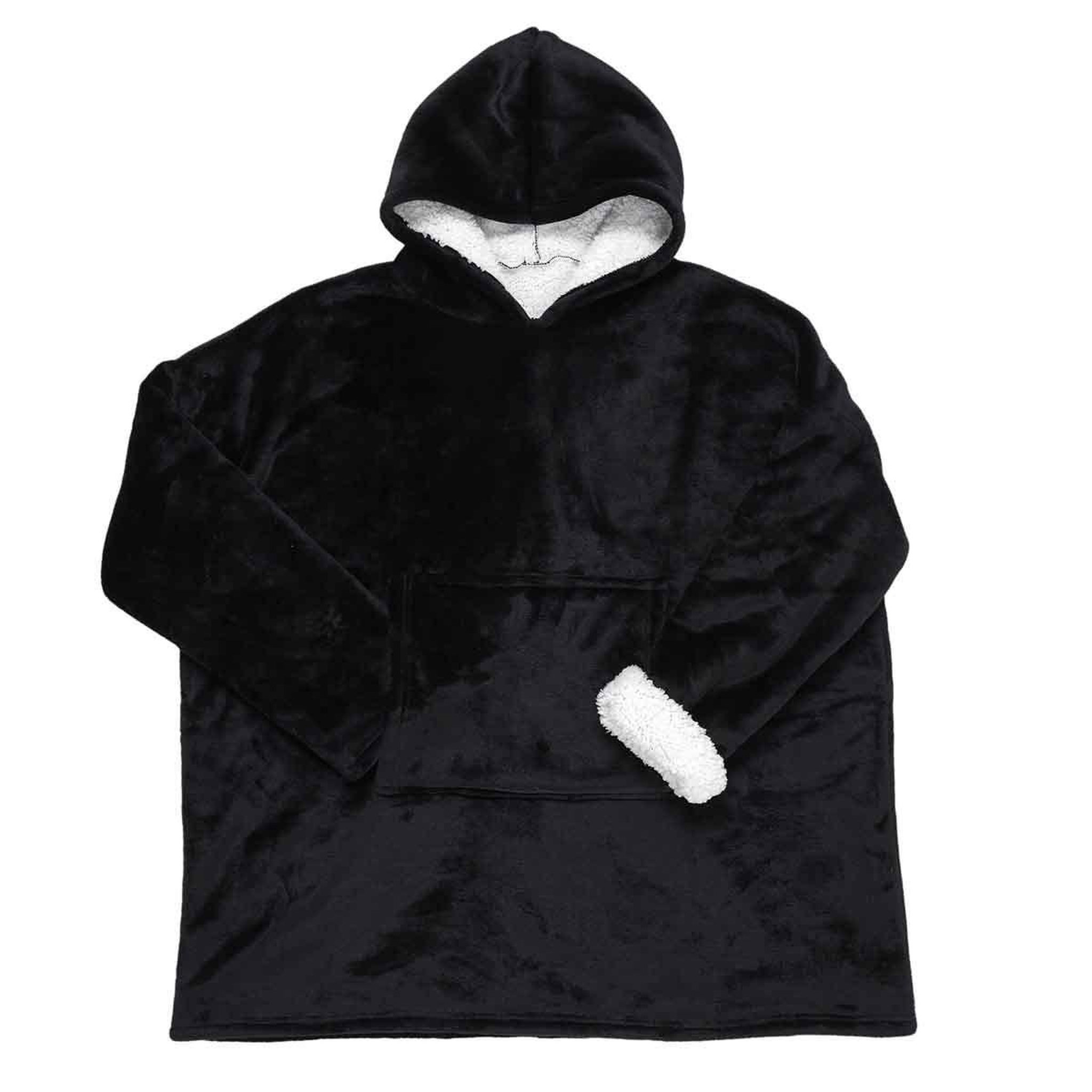 The Home Deco Factory Sweat à capuche  sherpa  85x118cm noir