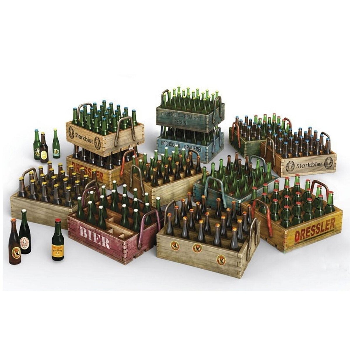 Mini Art Maquette bouteilles de bières et caisses en bois