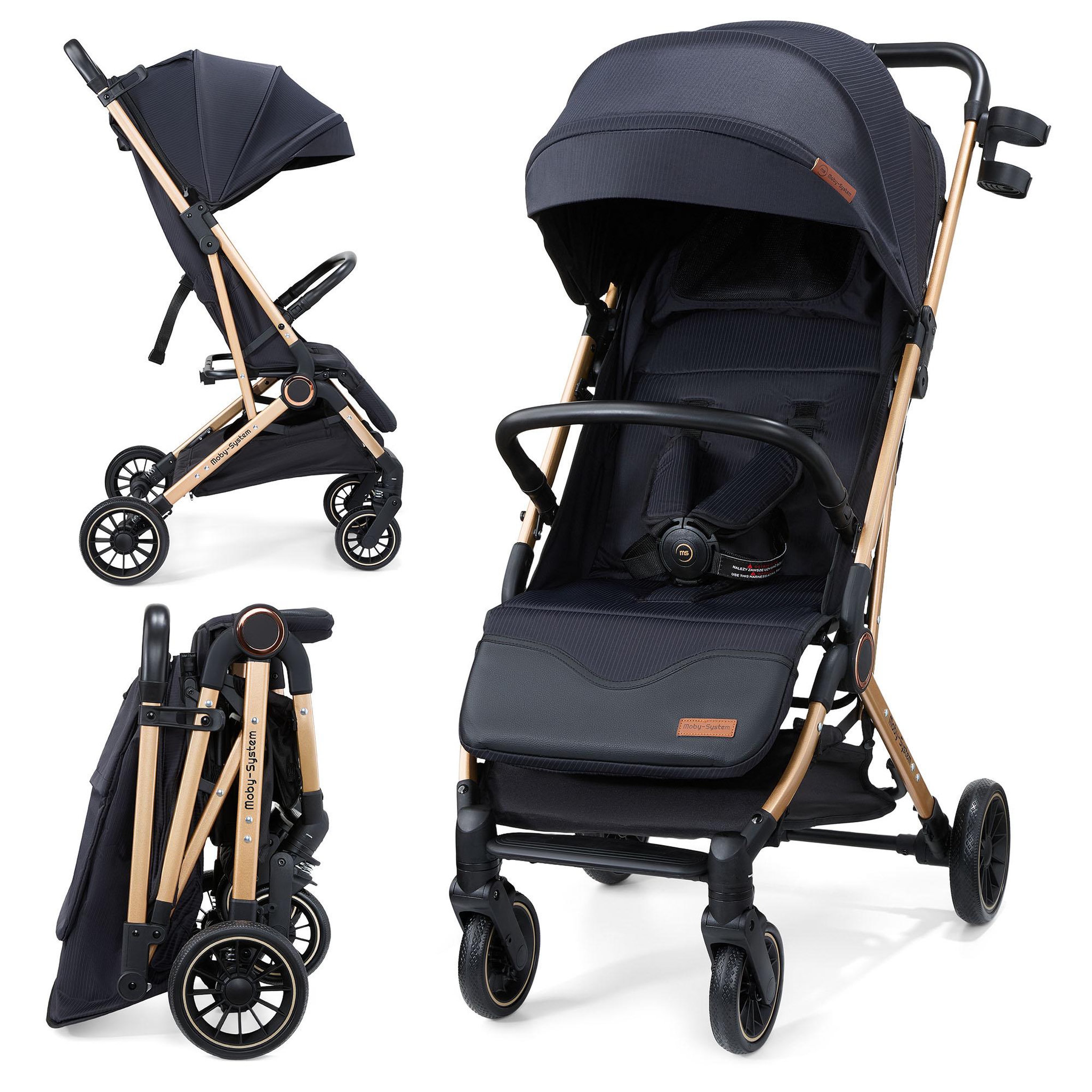 MOBY SYSTEM Poussette compacte pliable fonction valise LENA GOLD PRO Moby-System