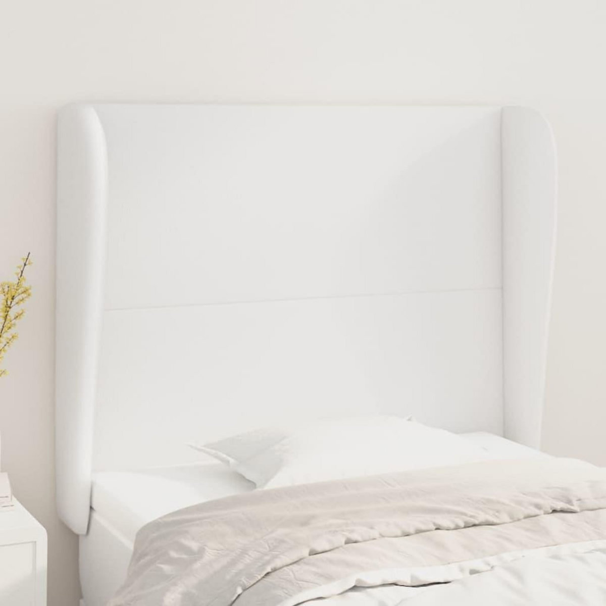 VIDAXL Tete de lit avec oreilles Blanc 103x23x118/128 cm Similicuir