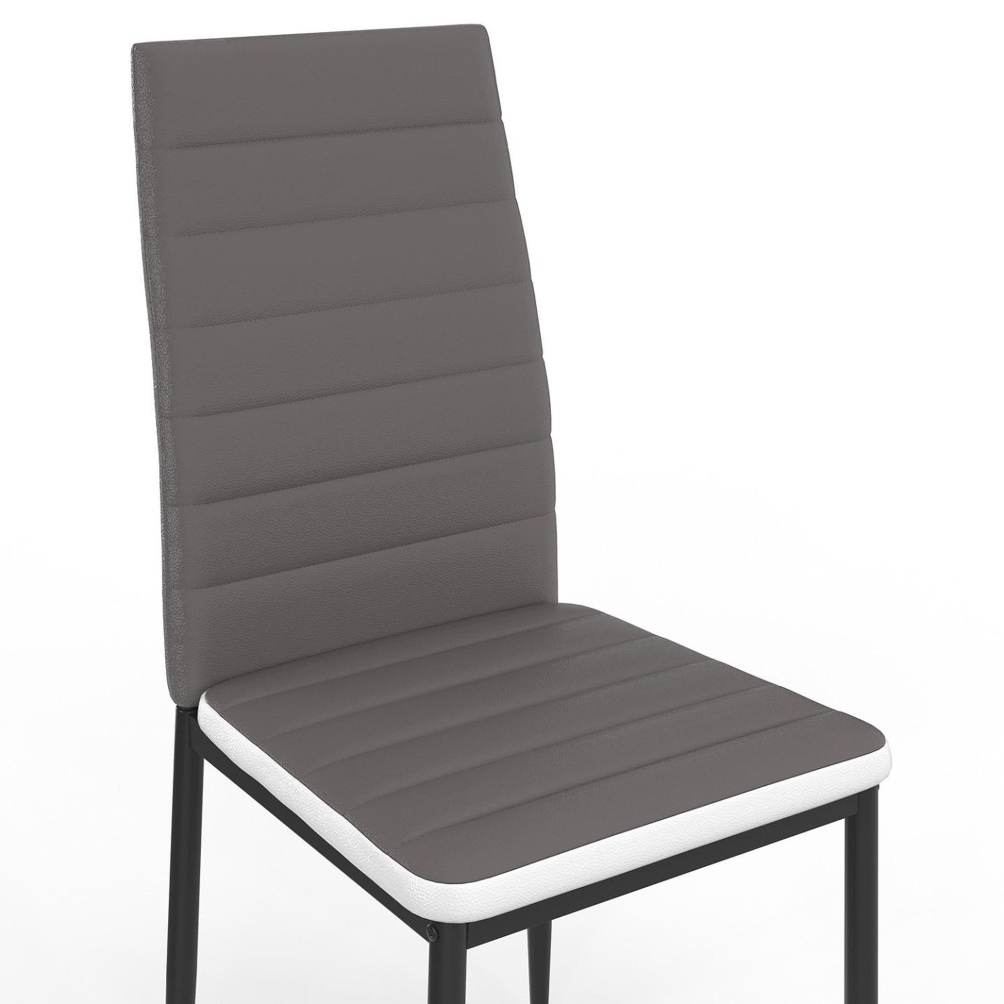 Voir la diapositive 6 : ID MARKET Lot de 6 chaises romane grises bandeau blanc pour salle à manger