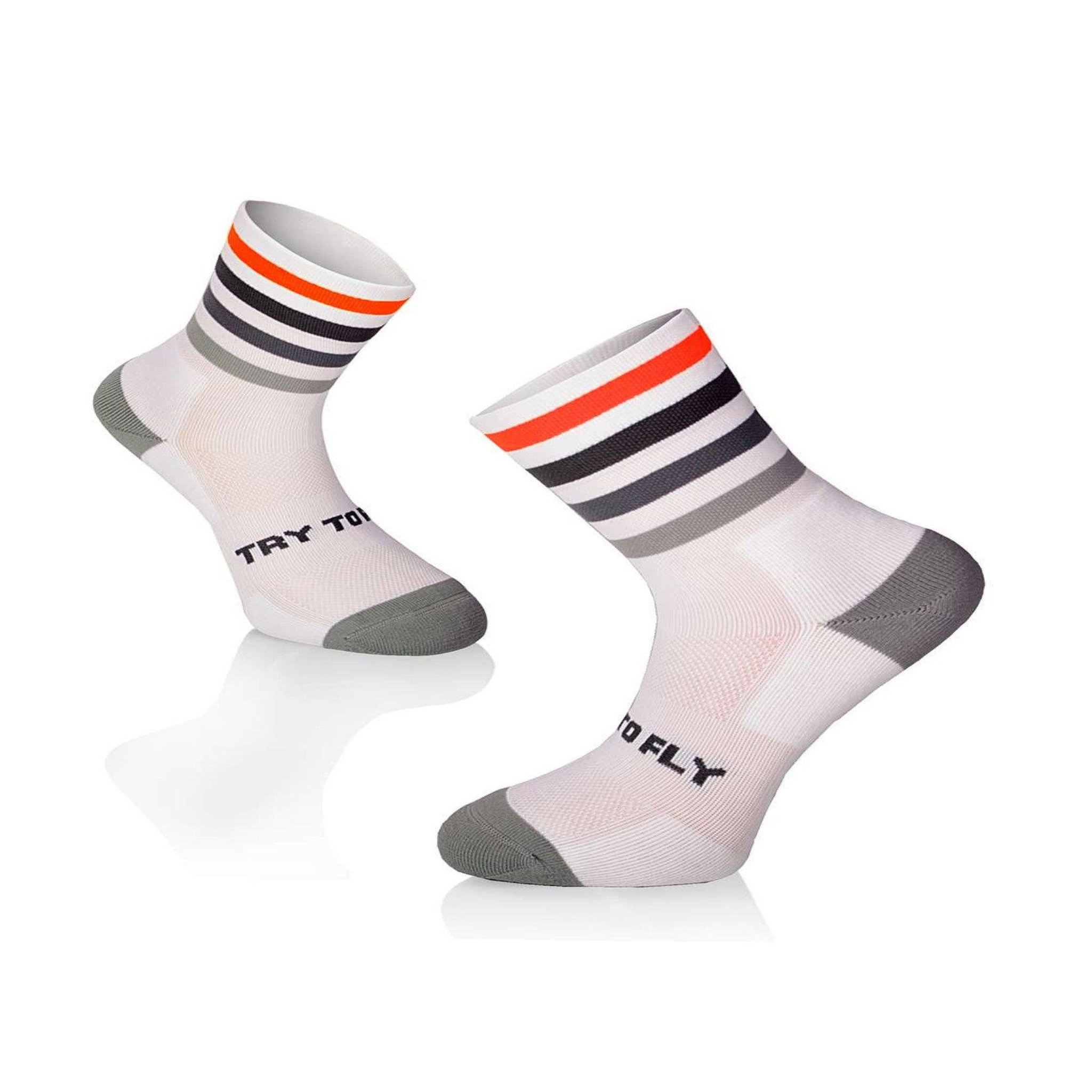 TRY TO FLY Chaussettes running microlon® blanc & gris