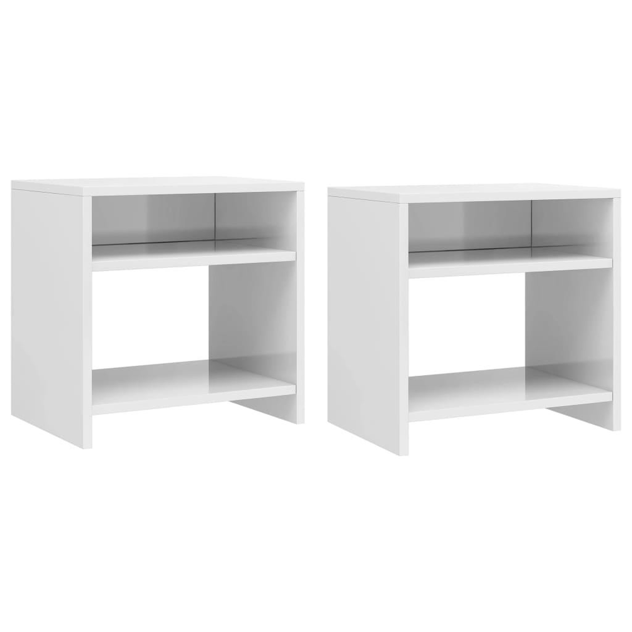 VIDAXL Tables de chevet 2pcs Blanc brillant 40x30x40cm bois ingenierie