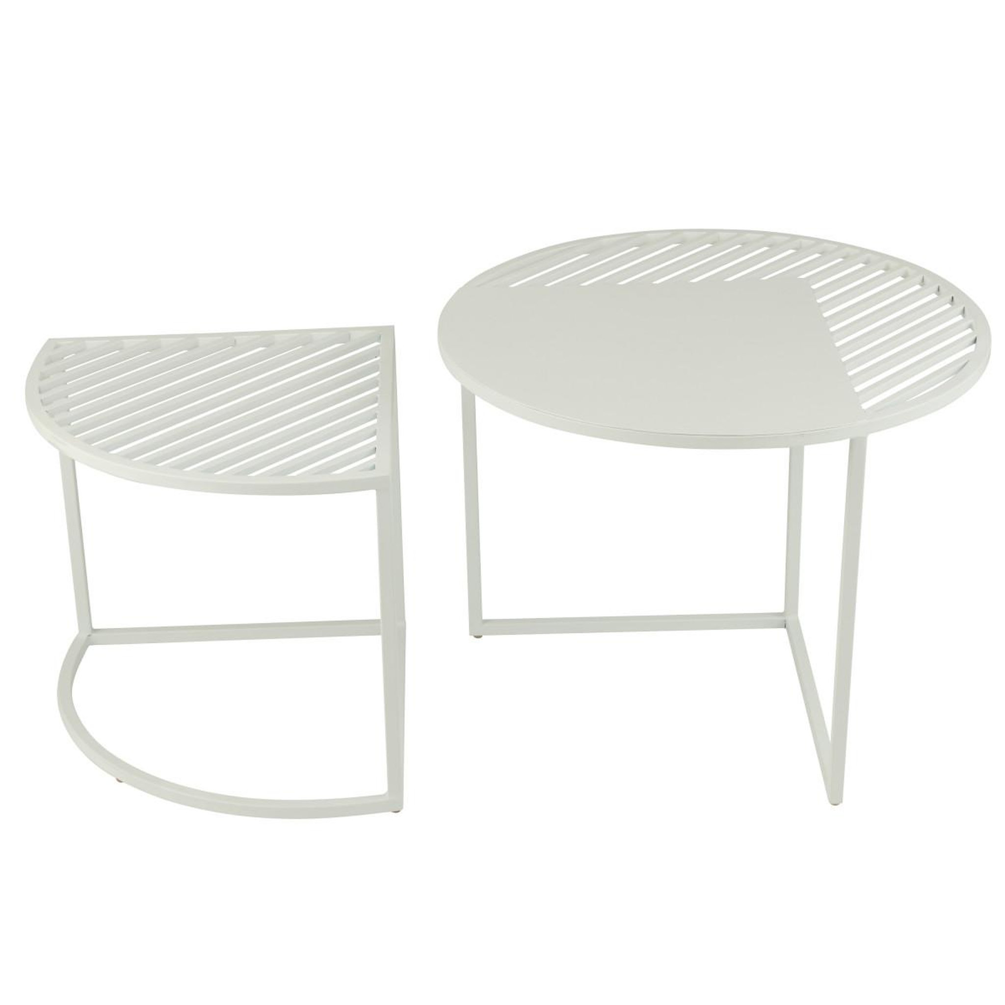 Voir la diapositive 2 : J-LINE Lot de 2 tables d'appoint de jardin  celie  60cm blanc