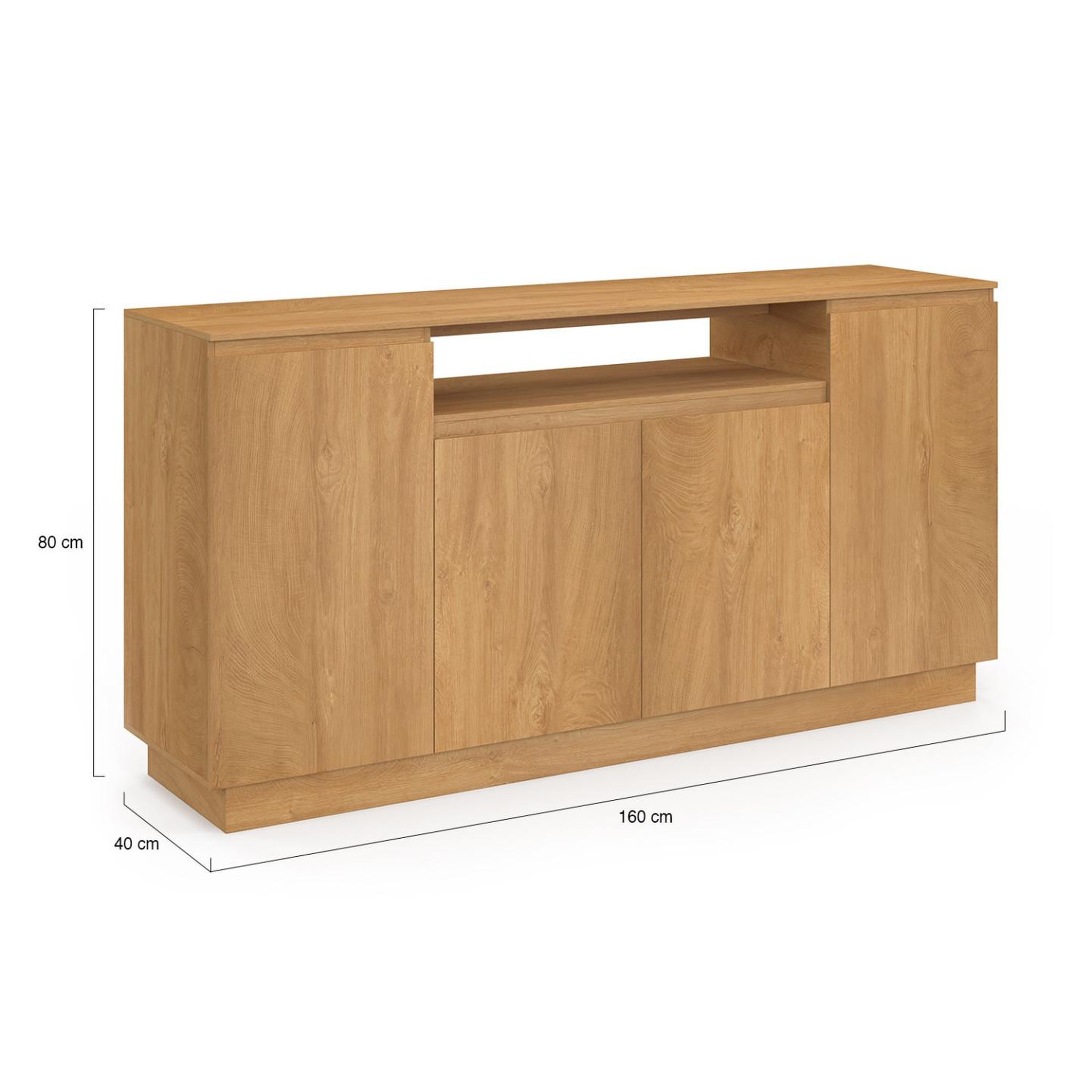 Voir la diapositive 5 : ID MARKET Buffet 160 cm serena 4 portes avec niche centrale effet bois