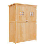 OUTSUNNY Abri de jardin armoire de jardin remise pour outils sur pied dim. 128L x 50l x 164H cm 2 étagères 2 portes 2 fenêtres toit bitumé étanche bois massif sapin pré-huilé