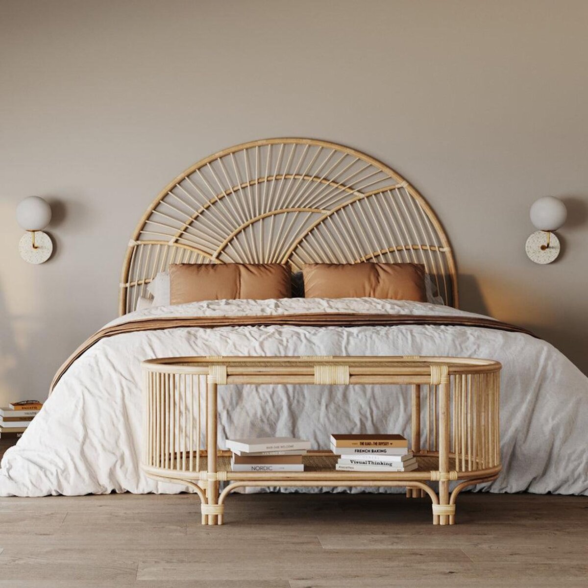 Rendez vous déco Tête de lit en rotin naturel 140 cm - Séléné