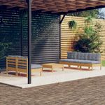 VIDAXL Salon de jardin 6 pcs avec coussins gris bois de pin