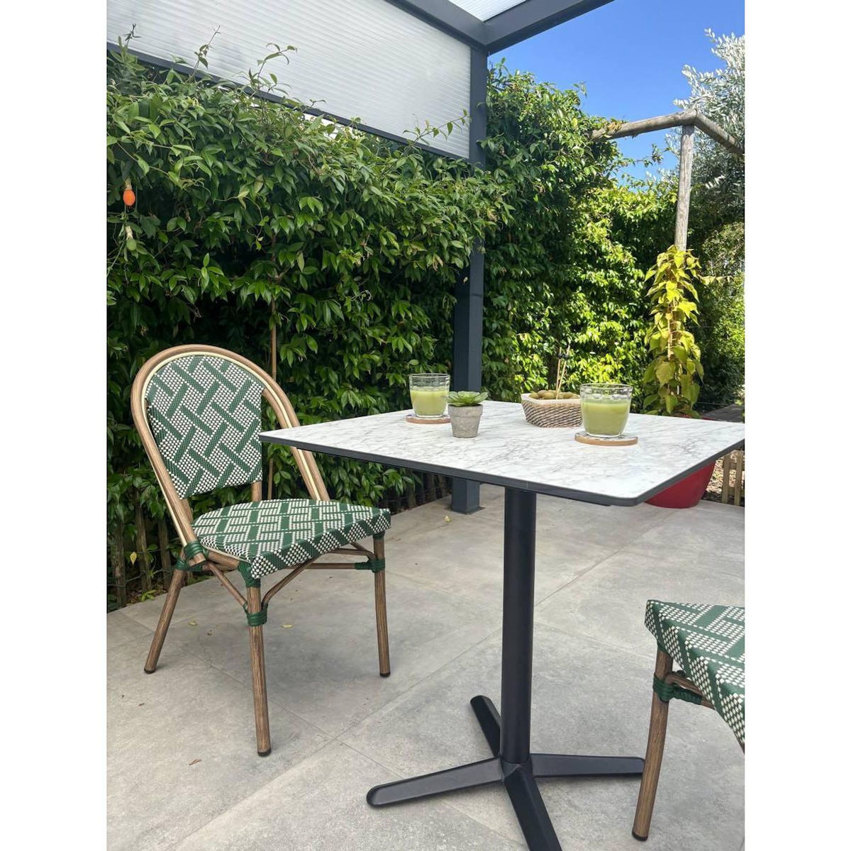 Paris Prix Ensemble Table de Jardin & 2 Chaises  Bistro  70cm Vert