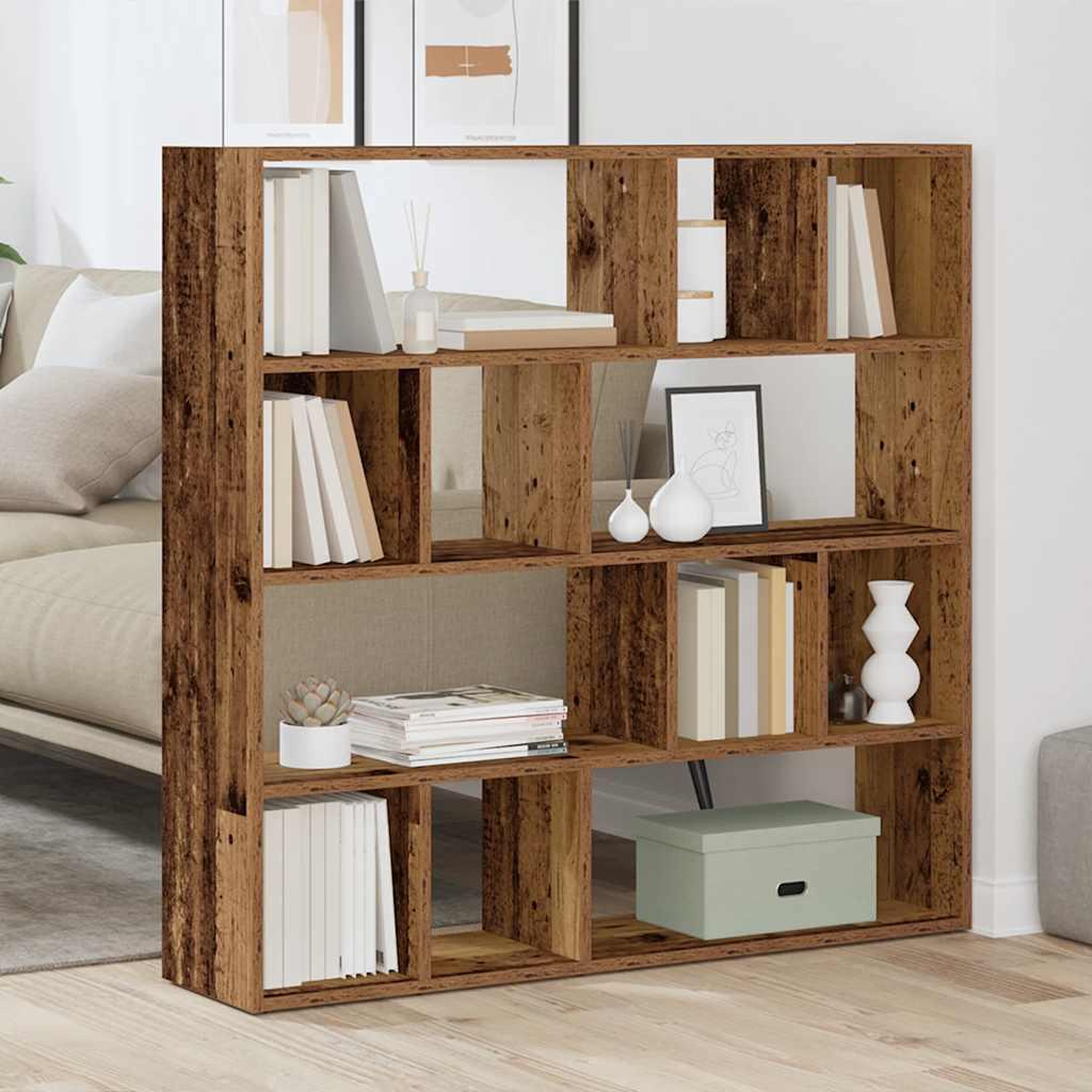 Voir la diapositive 3 : VIDAXL Bibliotheque/Separateur de piece vieux bois 105x24x102 cm