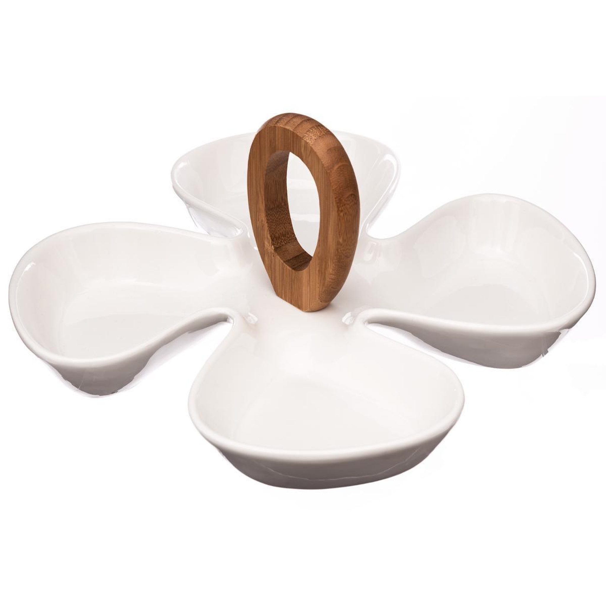 SECRET DE GOURMET Plat apéritif à poignée  trèfle  28cm blanc