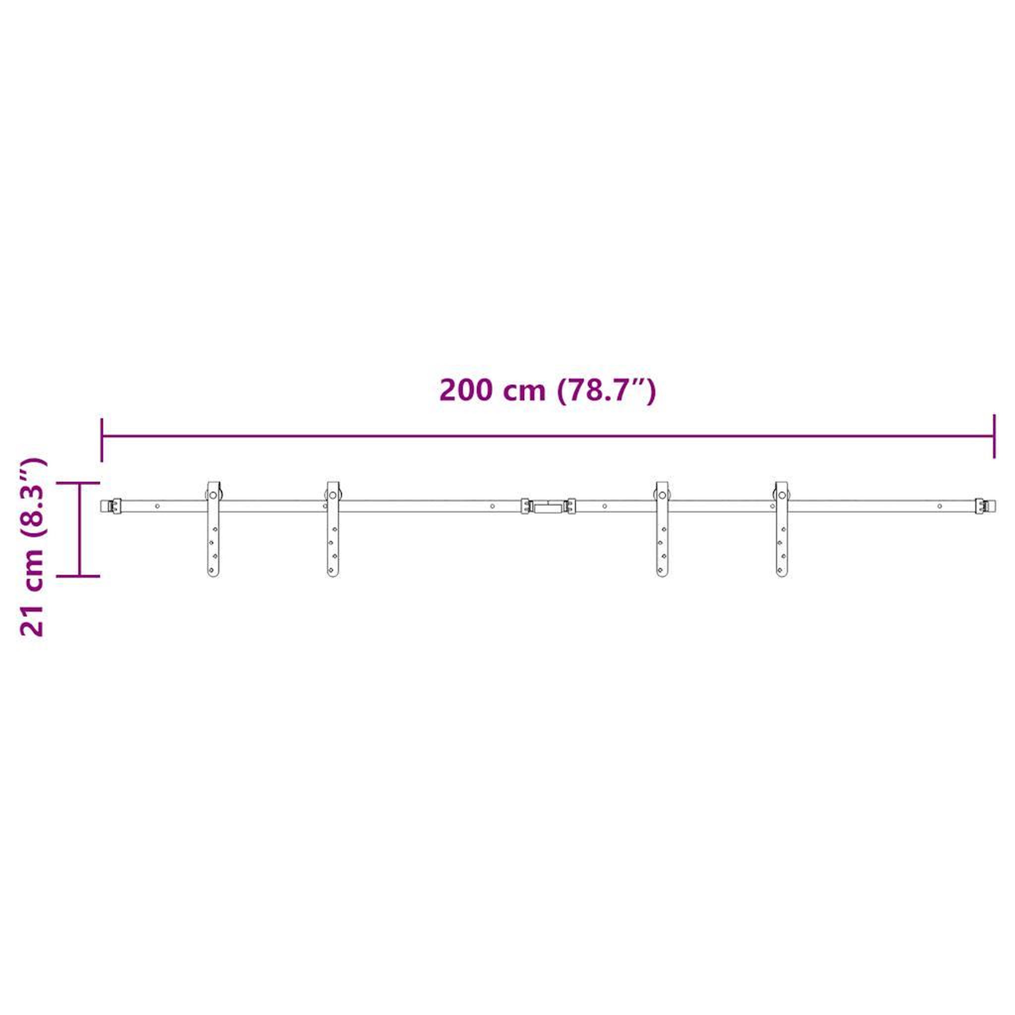 Voir la diapositive 6 : VIDAXL Kit de porte d'armoire coulissante 200 cm acier au carbone