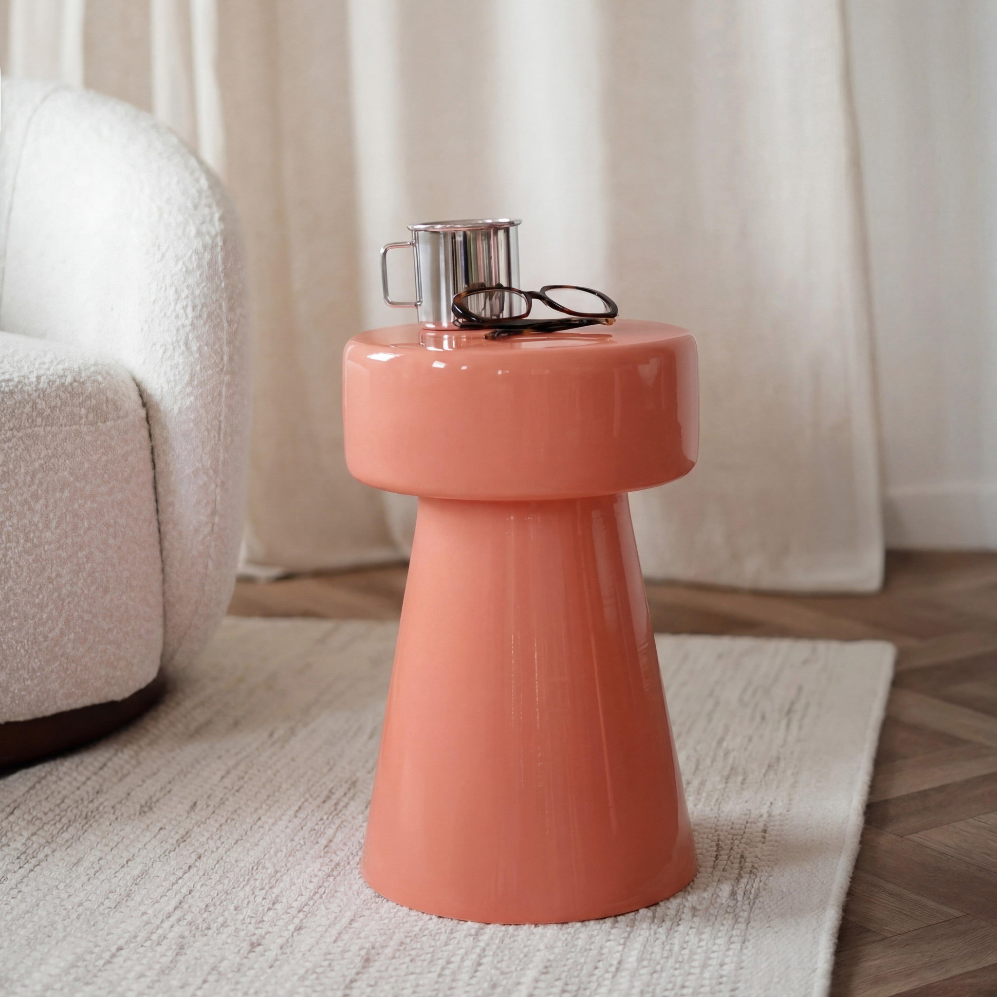 Voir la diapositive 2 : MAISON PAVANE Table d'appoint ronde en métal orange d30 cm-athéna