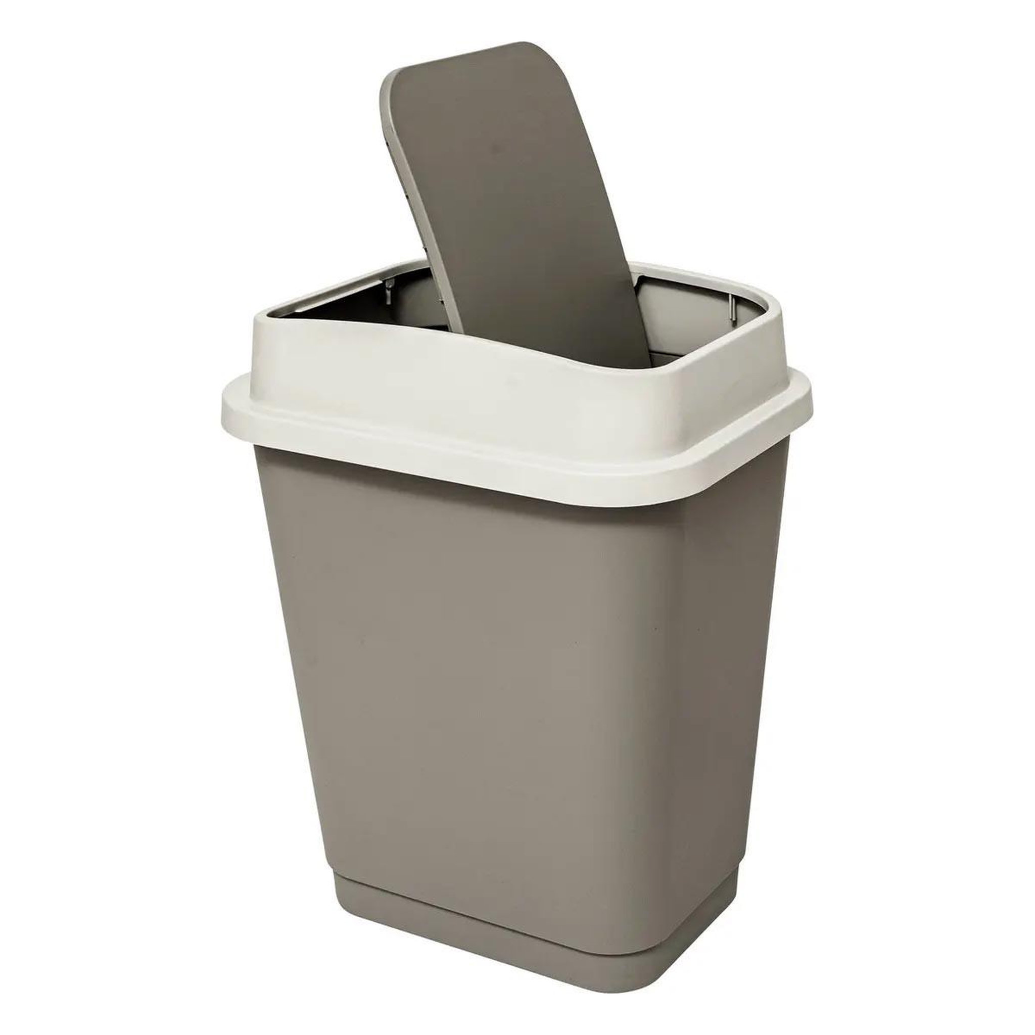 Voir la diapositive 2 : FIVE Poubelle double ouverture  couvercle  25l beige