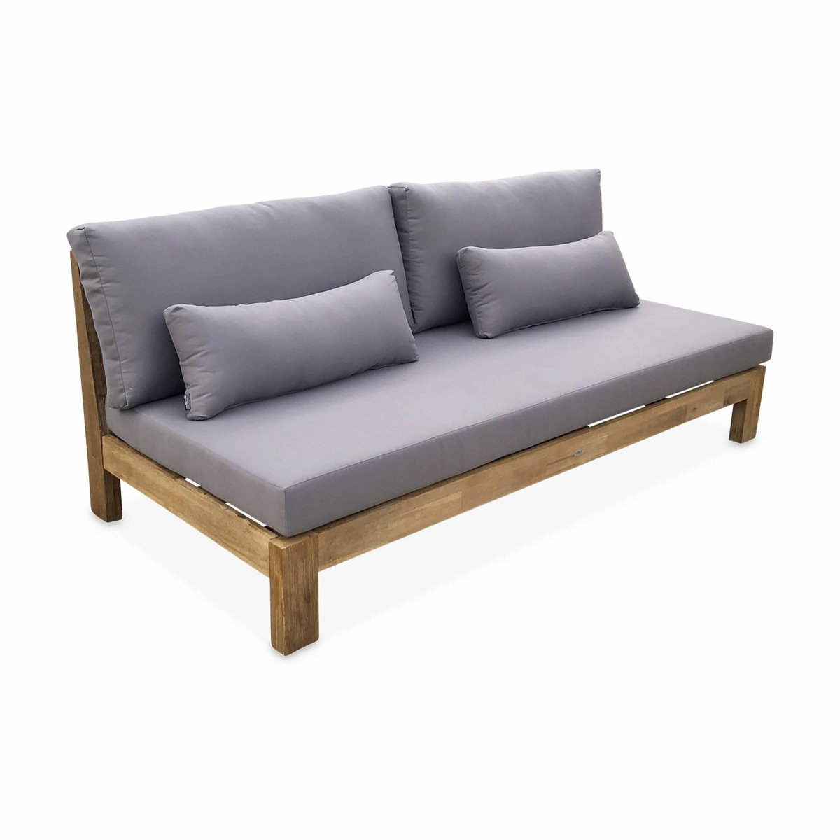 SWEEEK Salon de jardin XXL en bois brossé, effet blanchi – BAHIA – 5 places