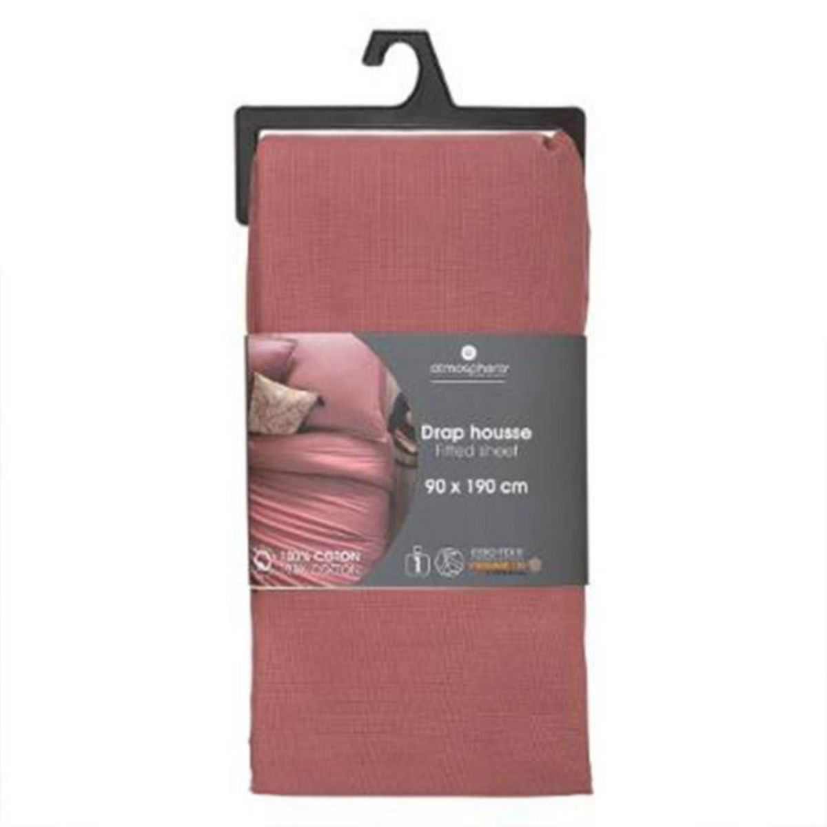 ATMOSPHERA Drap Housse  Intérieur  90x190cm Blush