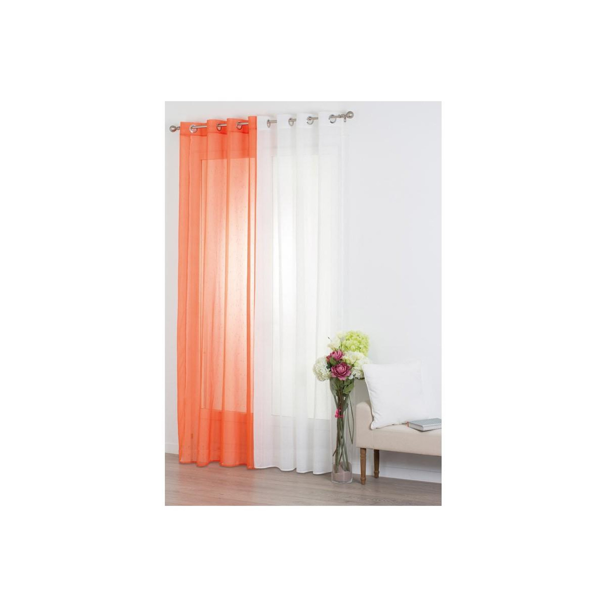 Voir la diapositive 4 : ATMOSPHERA Rideau voilage  rayure  140x240cm ivoire