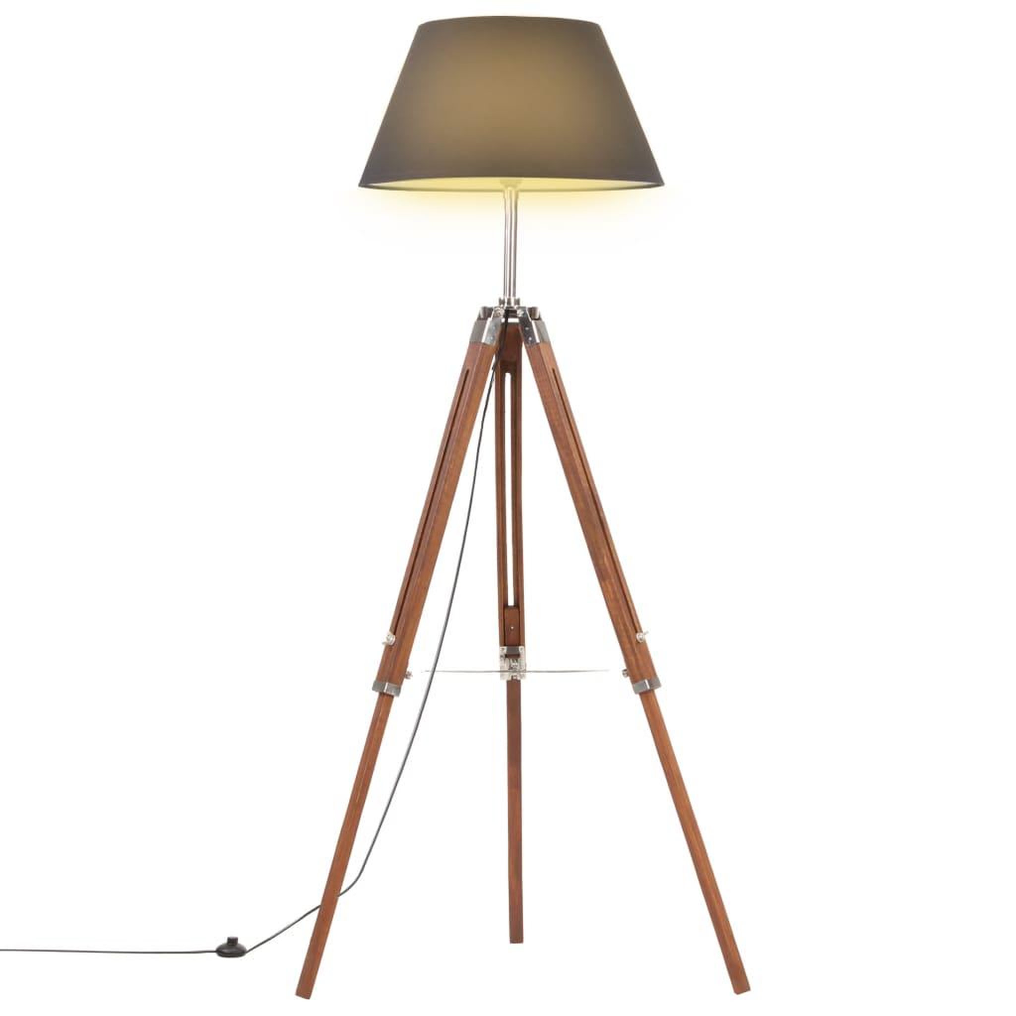 Voir la diapositive 1 : VIDAXL Lampadaire a trepied Marron miel et noir Bois de teck 141 cm