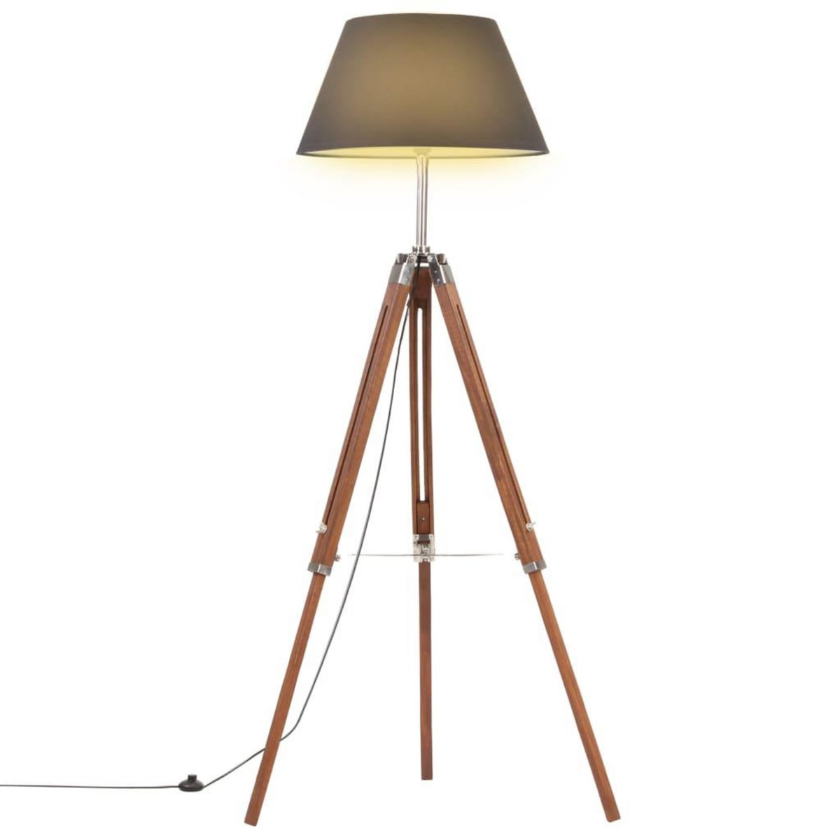 VIDAXL Lampadaire a trepied Marron miel et noir Bois de teck 141 cm