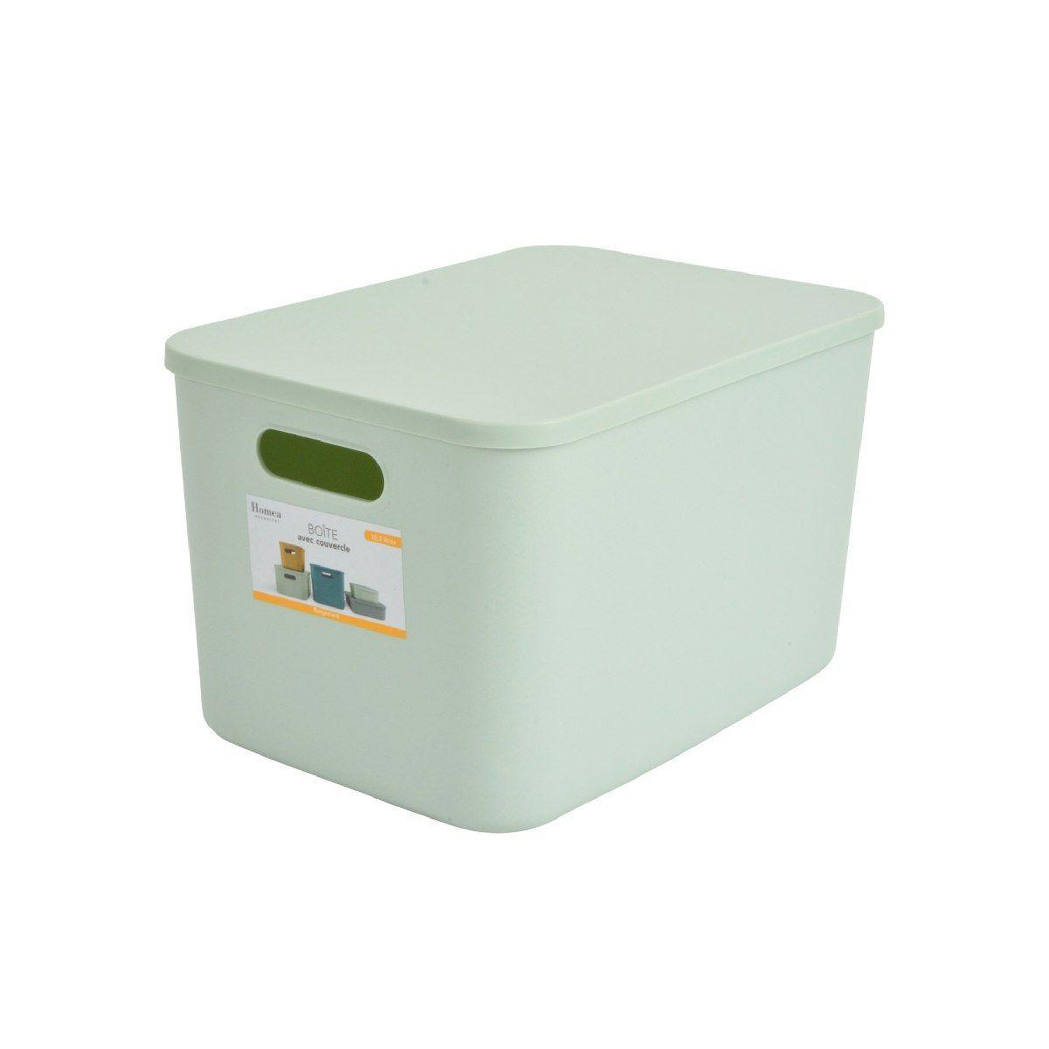 Voir la diapositive 5 : HOMEA Boîte de rangement avec couvercle  iris  15,5l sauge