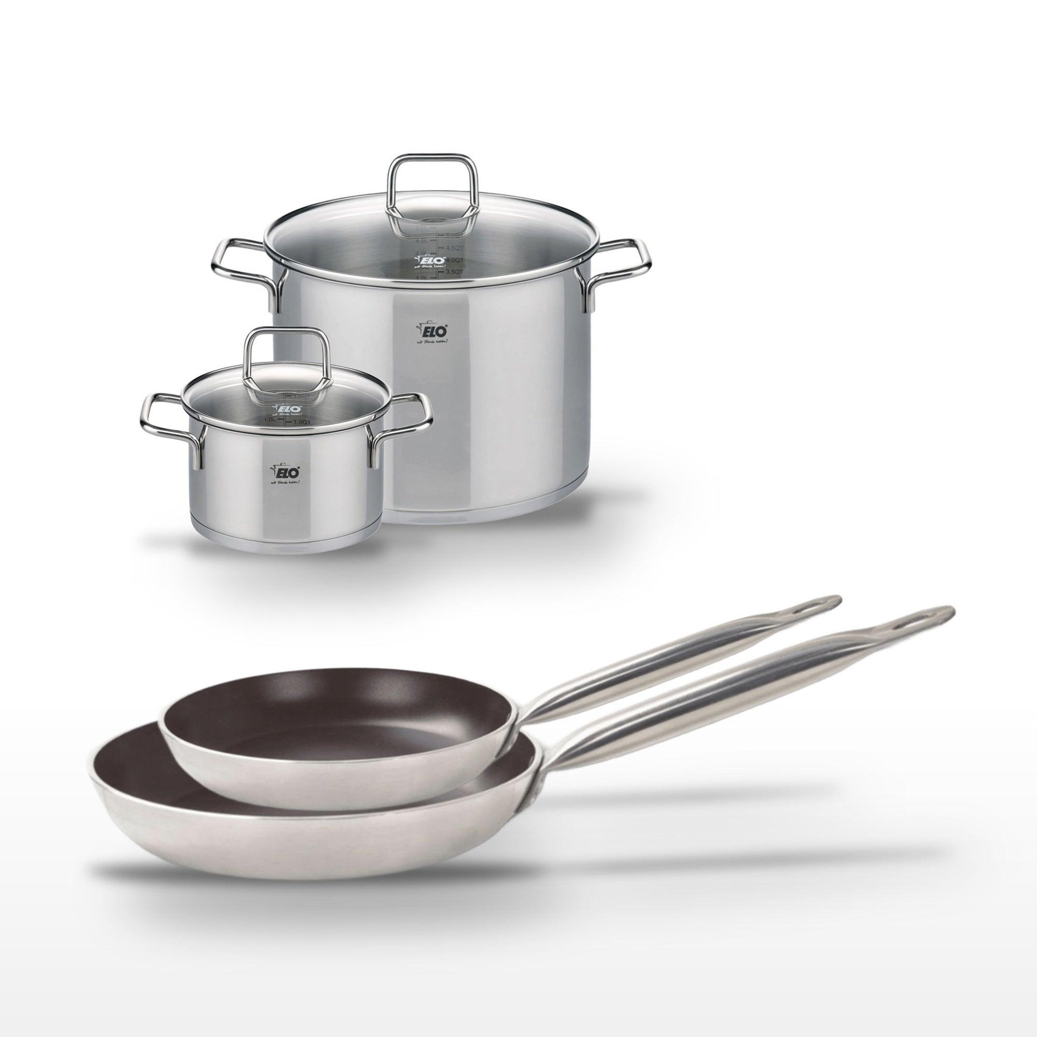 ELO Lot de 2 poêles 28/32 cm et 2 faitouts 20/26 cm elo bistro line