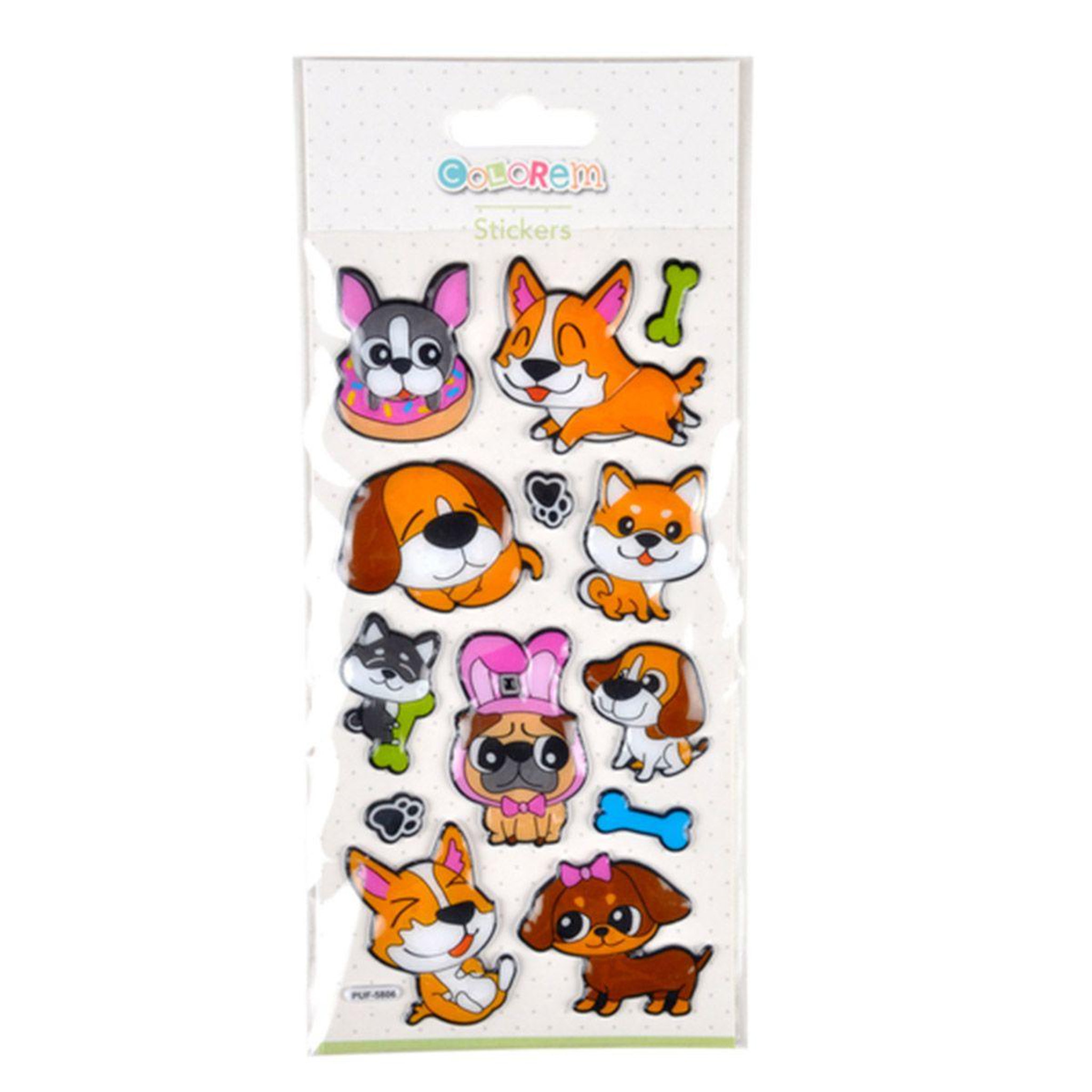 Voir la diapositive 2 : HOMEA Stickers effet 3d  chiens  21cm multicolore