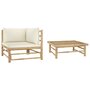 Voir la diapositive 1 : VIDAXL Salon de jardin 2 pcs avec coussins blanc creme Bambou