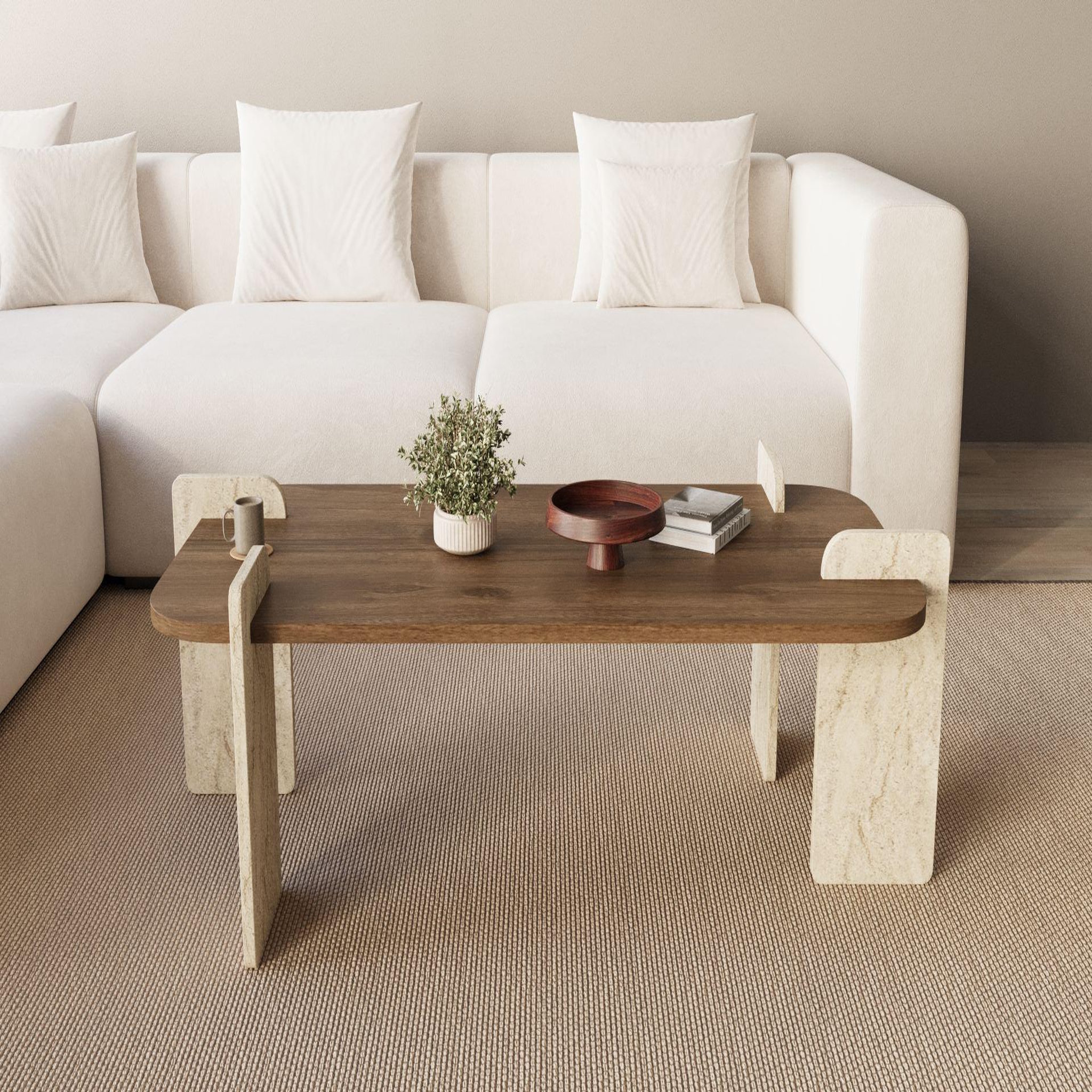 Voir la diapositive 3 : Habitat et Jardin Table basse en bois  leapiri  - 120 x 60 x 35 cm - marron