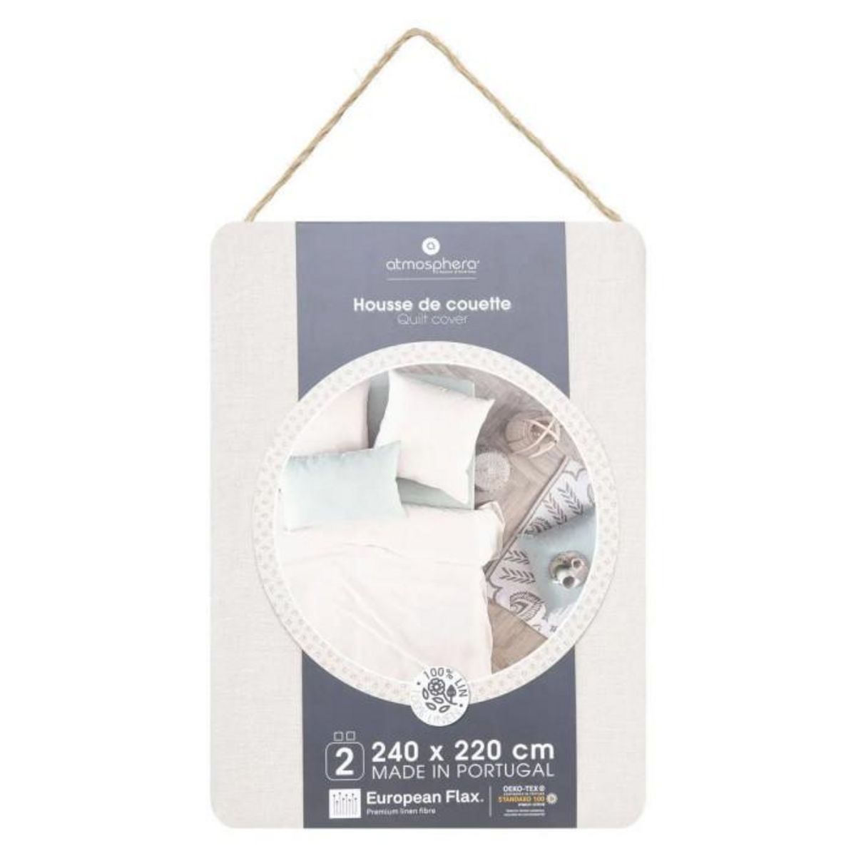 ATMOSPHERA Housse de couette 2 places Morning Sunshine 100% Lin