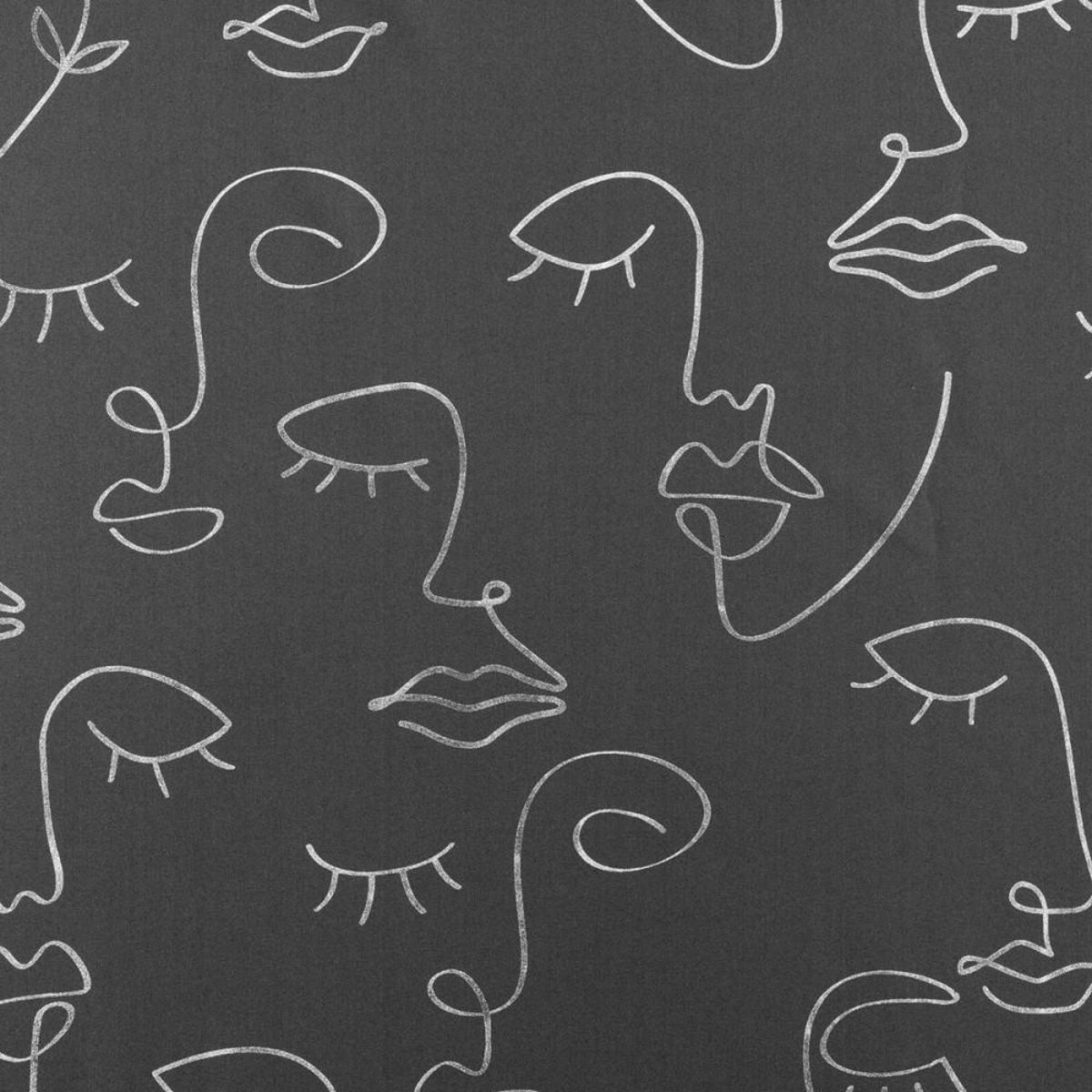 Douceur d'Intérieur Rideau à œillets 140x260 métallisé Arty line anthracite argent