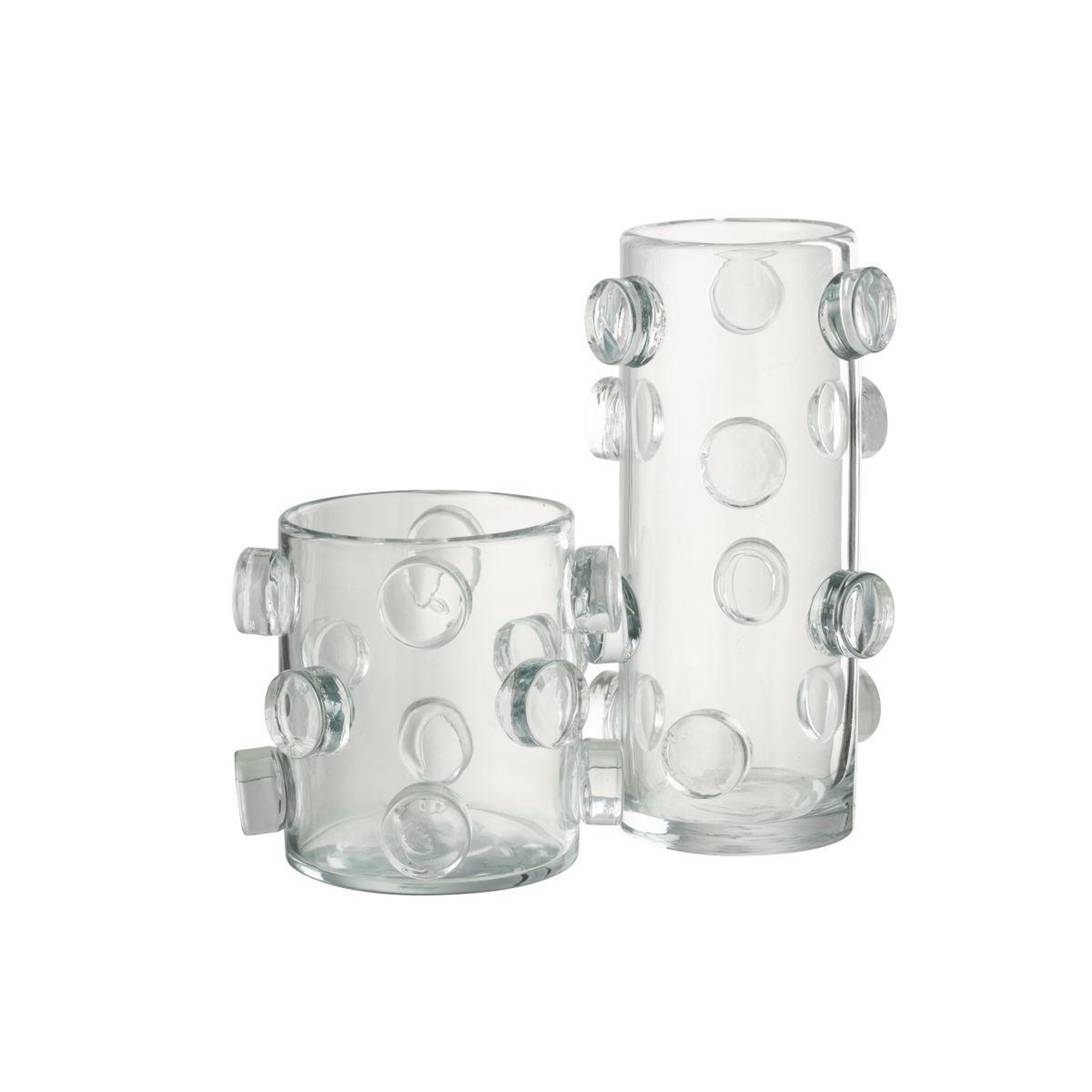 Voir la diapositive 2 : J-LINE Vase design en verre  pebbles  20cm transparent