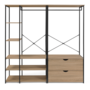 Voir la diapositive 3 : ID MARKET Dressing modulable double penderie étagères et 2 tiroirs DETROIT design industriel