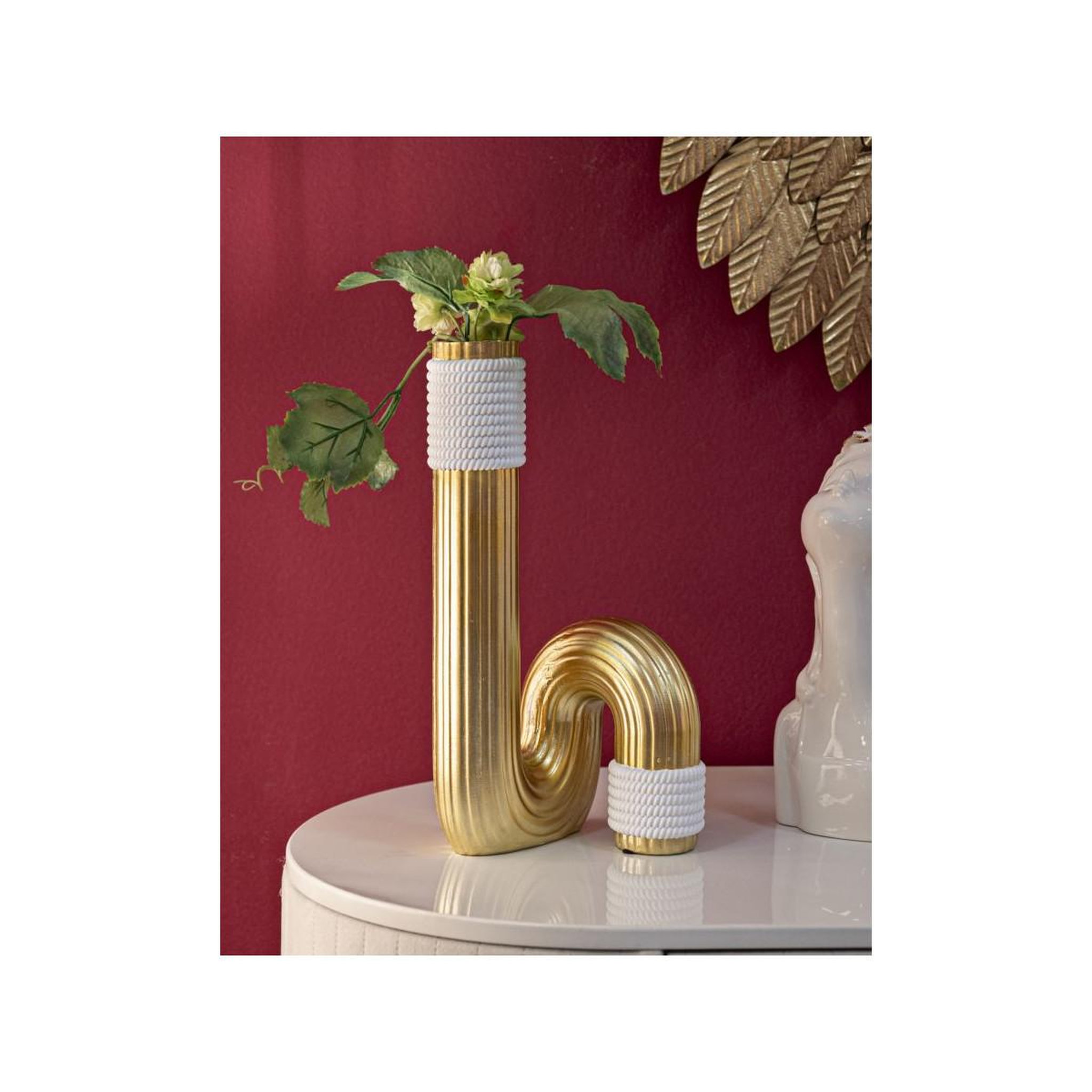Voir la diapositive 5 : Paris Prix Vase design en résine  bann  30cm or