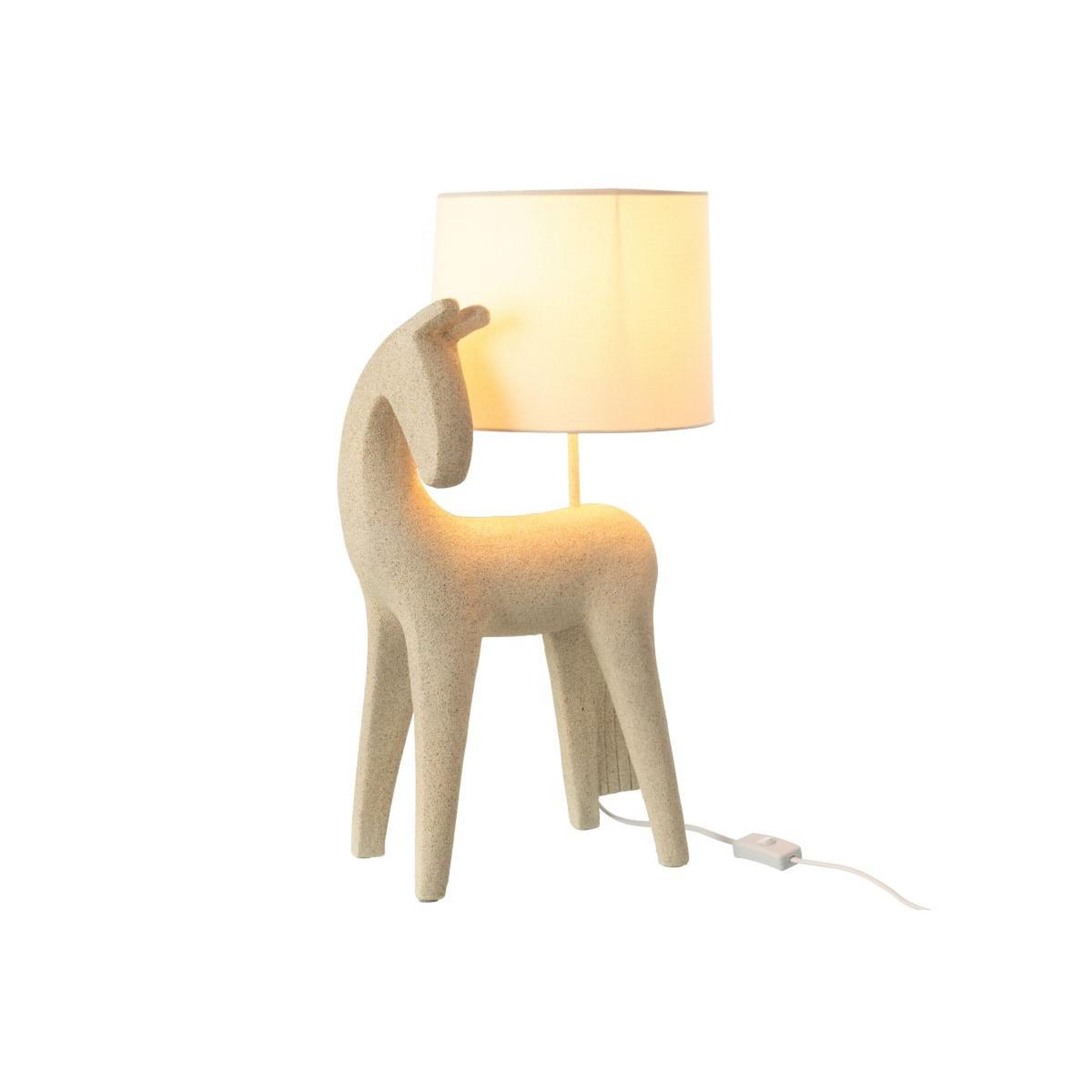 Voir la diapositive 2 : J-LINE Lampe à poser cheval  morris  56cm beige