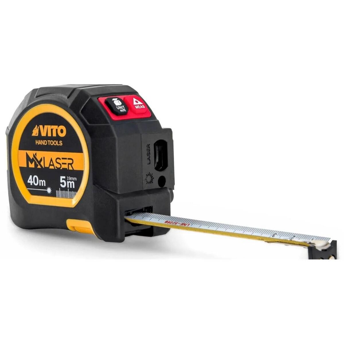 VITO Ruban métrique 5m et Laser télémètre 40m Affichage rétro éclairé IP54 Affichage LCD Rétroéclairé Recharge USB-C VITO
