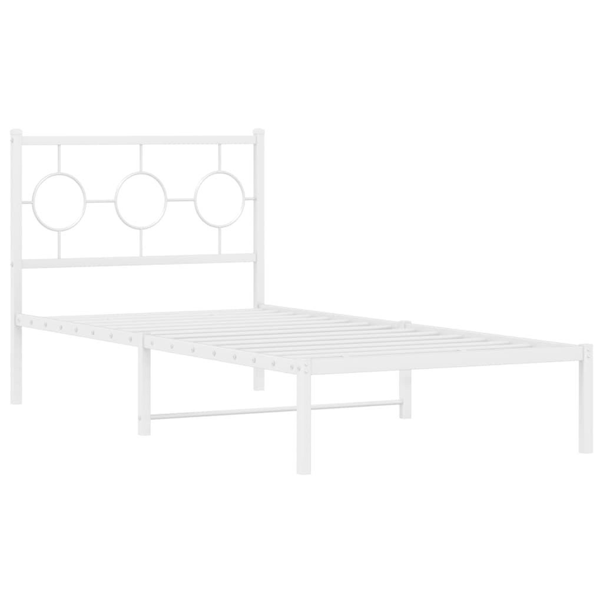 Voir la diapositive 3 : VIDAXL Cadre de lit metal sans matelas avec tete de lit blanc 90x200cm