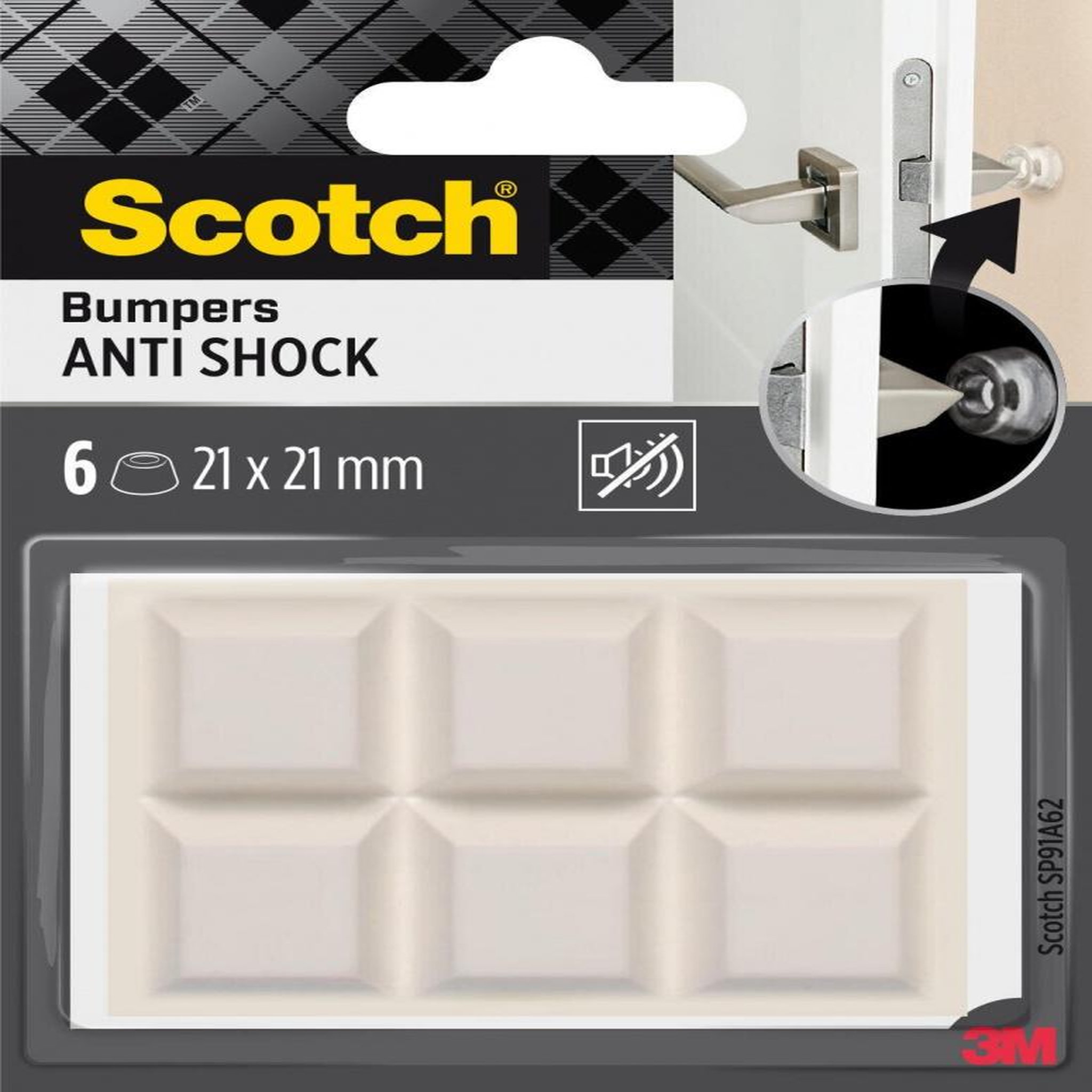 CENTRALE BRICO Lot de 6 patins de pied de meuble en polyuréthane adhésif SCOTCH l.21 x 21 mm