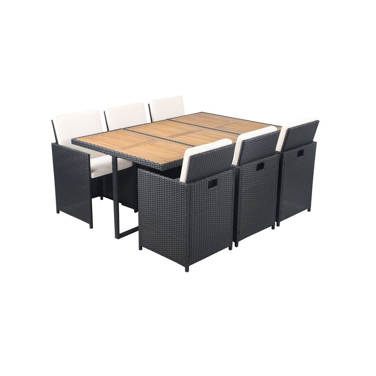 Salon de jardin 6 personnes en résine tressée KINGSTON