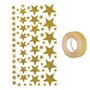 Youdoit Stickers étoiles à paillettes dorées + masking tape doré à paillettes 5 m