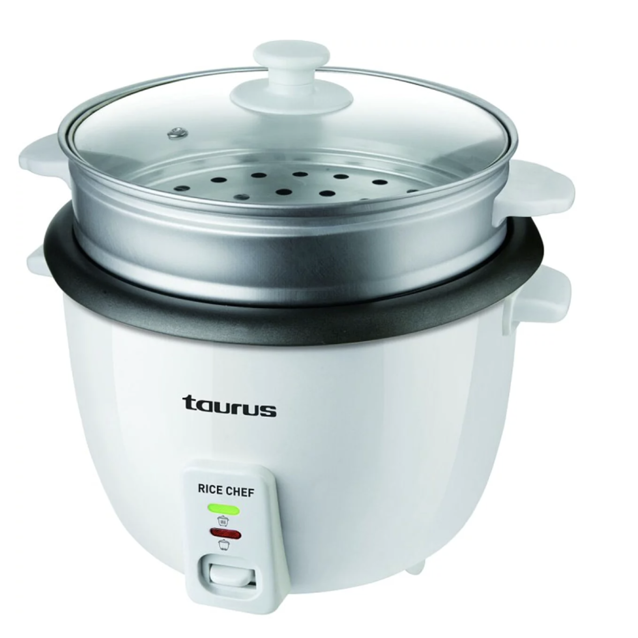 Taurus Cuiseur à riz 1,8 L 700 W avec accessoire vapeur et couvercle en verre trempé, revêtement antiadhésif