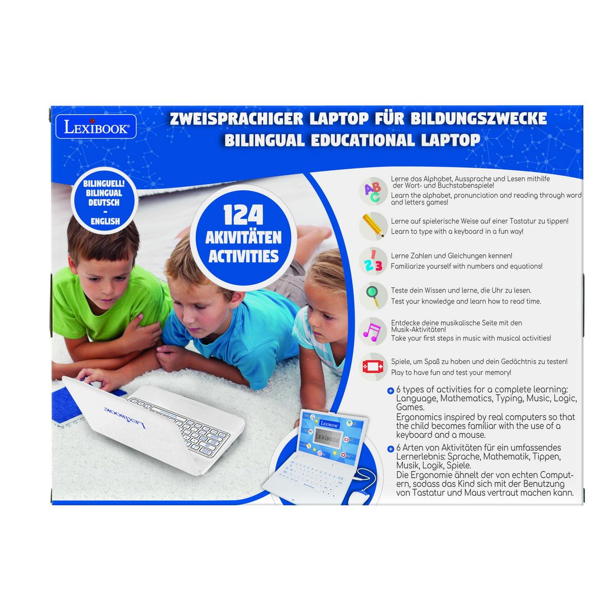 Lexibook ordinateur portable éducatif Power Kid bilingue en anglais et allemand