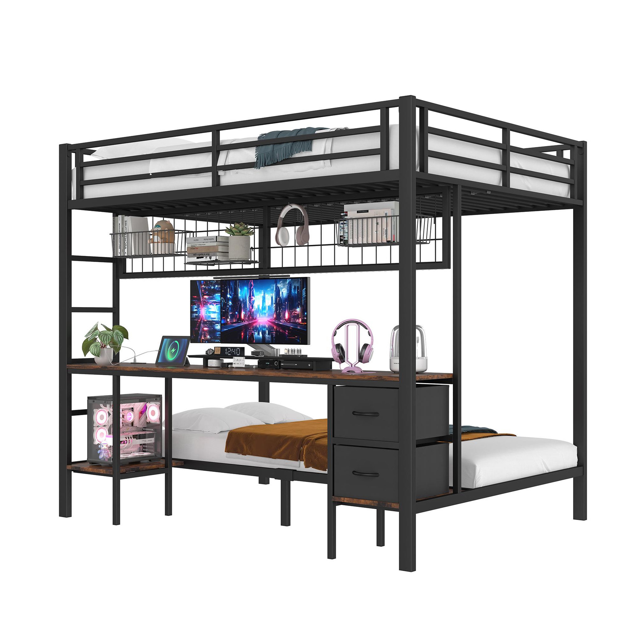 Voir la diapositive 1 : MERAX Lit mezzanine 140x200cm
