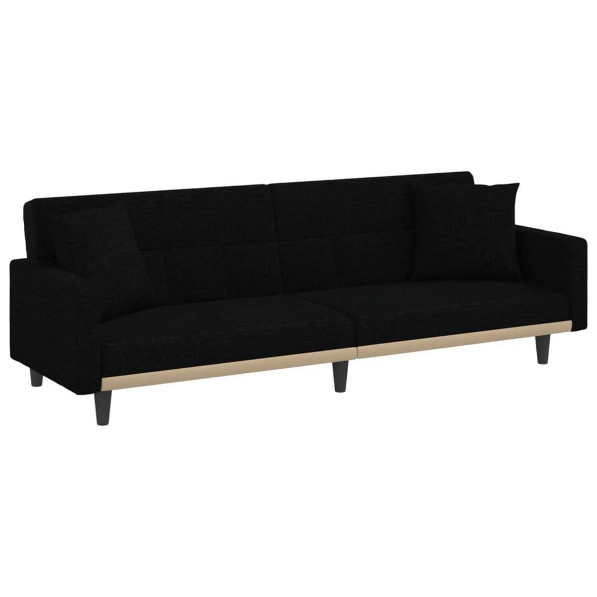 VIDAXL Canape-lit avec coussins noir tissu