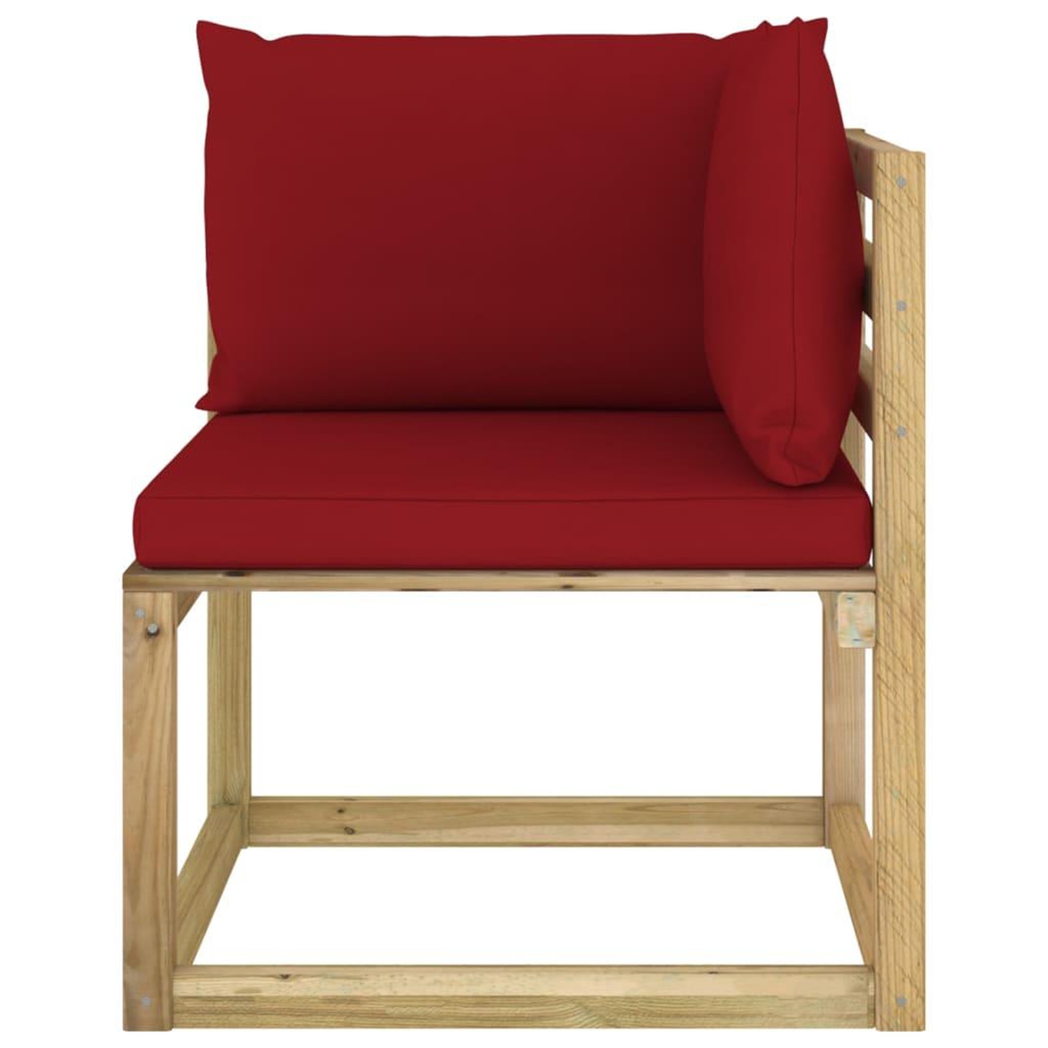 Voir la diapositive 4 : VIDAXL Canape d'angle de jardin avec coussins Bois impregne de vert