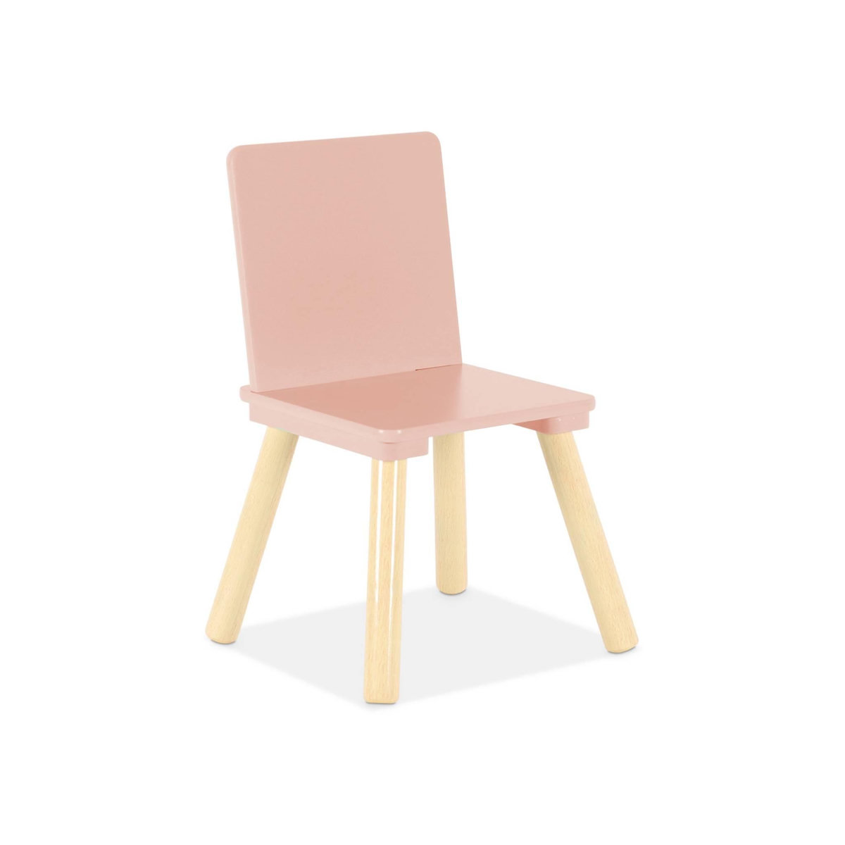 SWEEEK Table carrée enfant avec 2 chaises. pieds en pin. rose