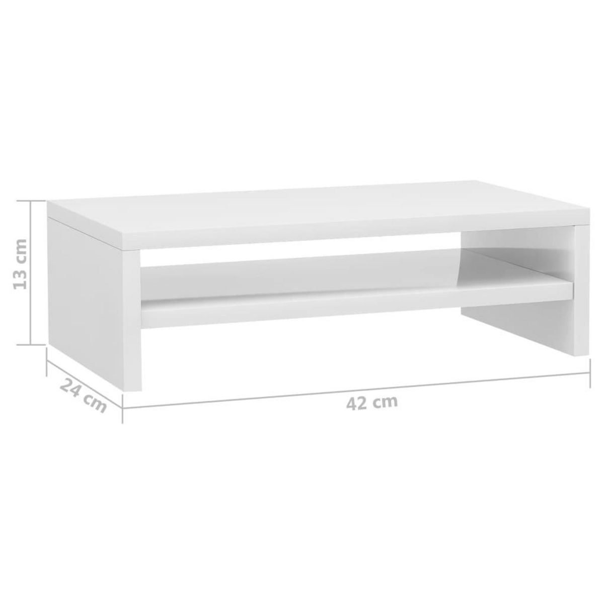 VIDAXL Support de moniteur Blanc brillant 42x24x13cm Bois d'ingenierie