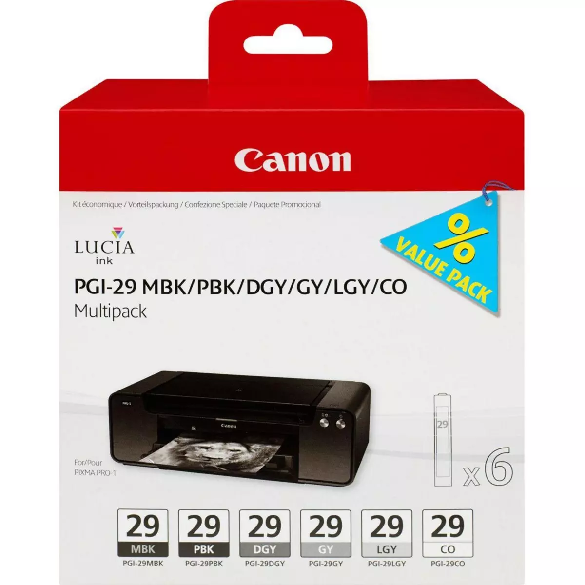 Canon Cartouche d'encre 6 cartouches noir/gris PGI-29