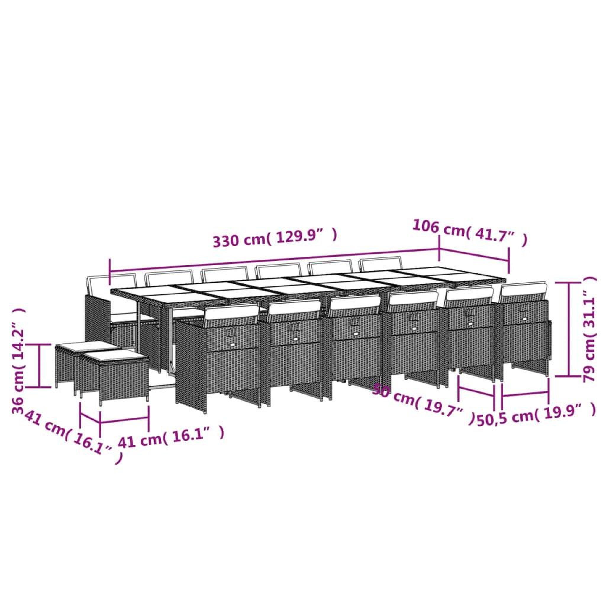 Voir la diapositive 6 : VIDAXL Ensemble a manger de jardin et coussins 17 pcs gris clair rotin