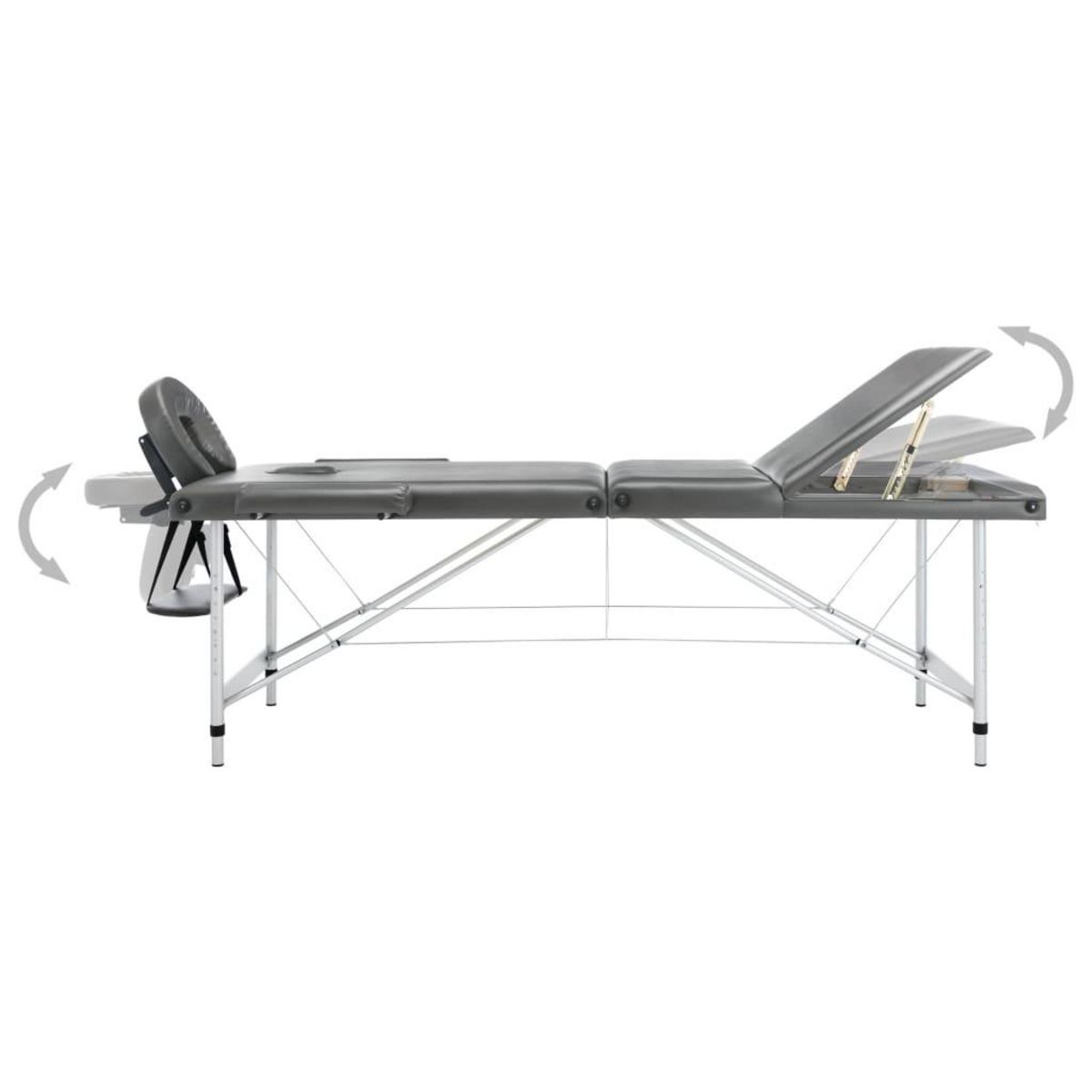 VIDAXL Table de massage 3 zones Cadre en aluminium Anthracite 186x68cm